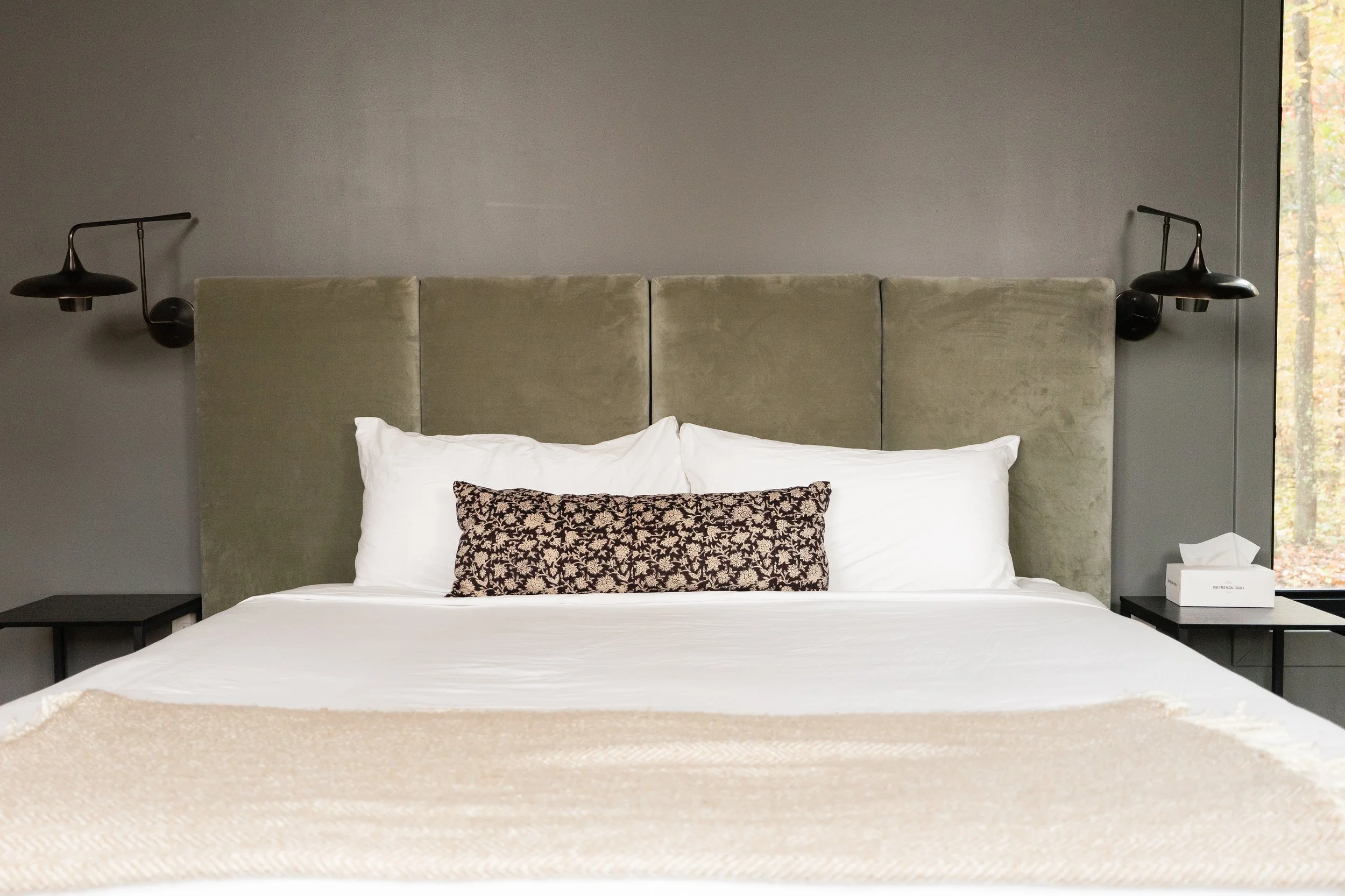 Bedroom STR Design upholstered green headboard Roundhouse R+R