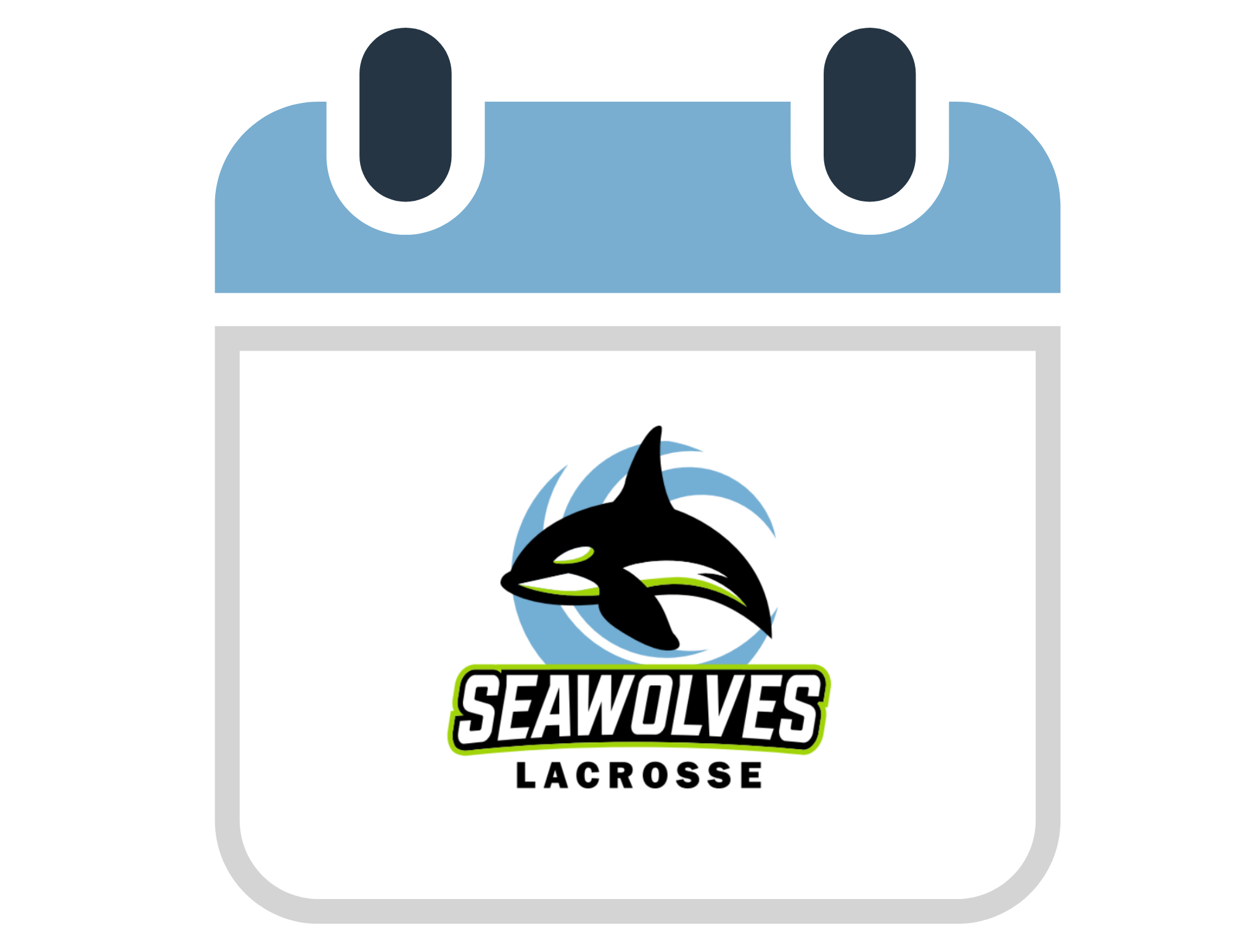 Lacrosse puck holder with Seawolves Lacrosse logo featuring a stylized orca whale and the text Seawolves Lacrosse
