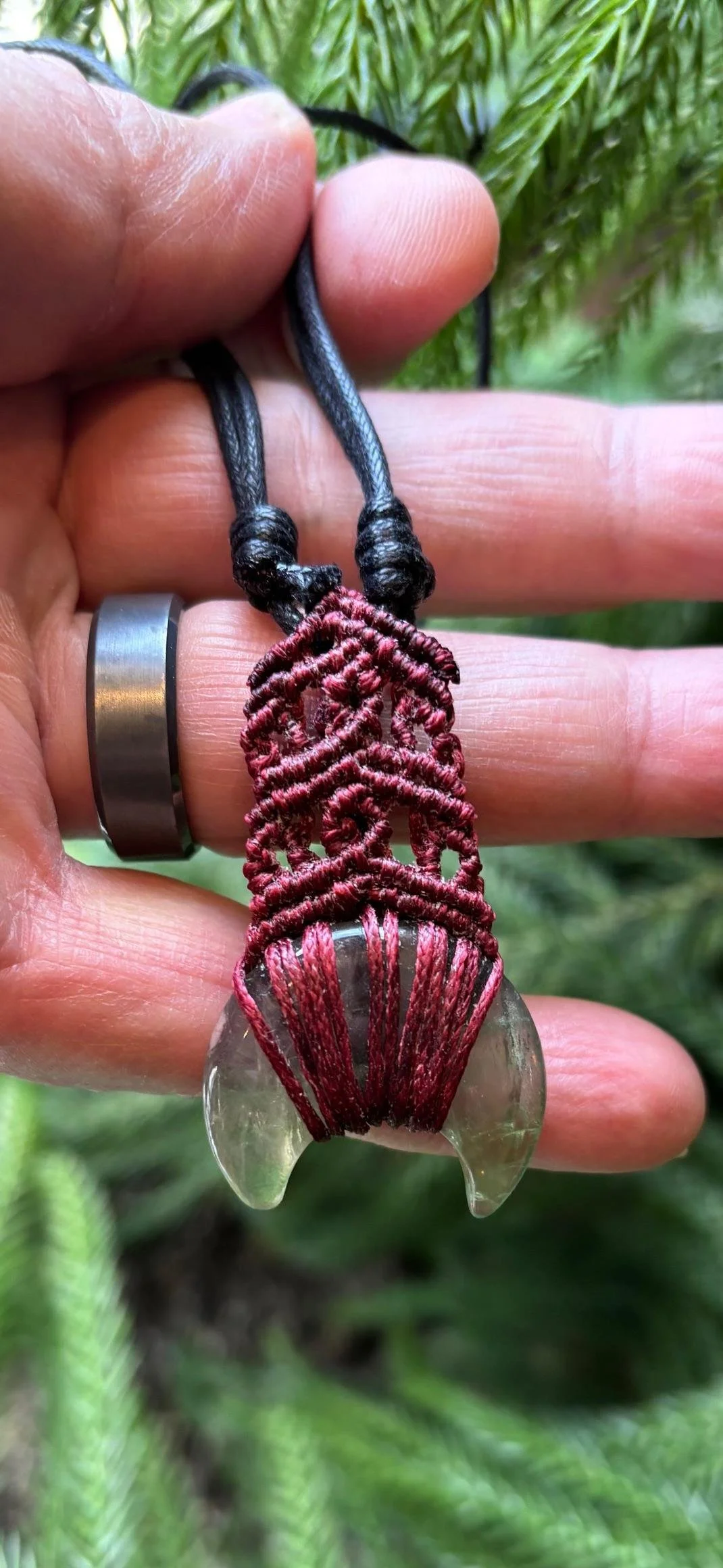 Macrame Fluorite Moon Necklace