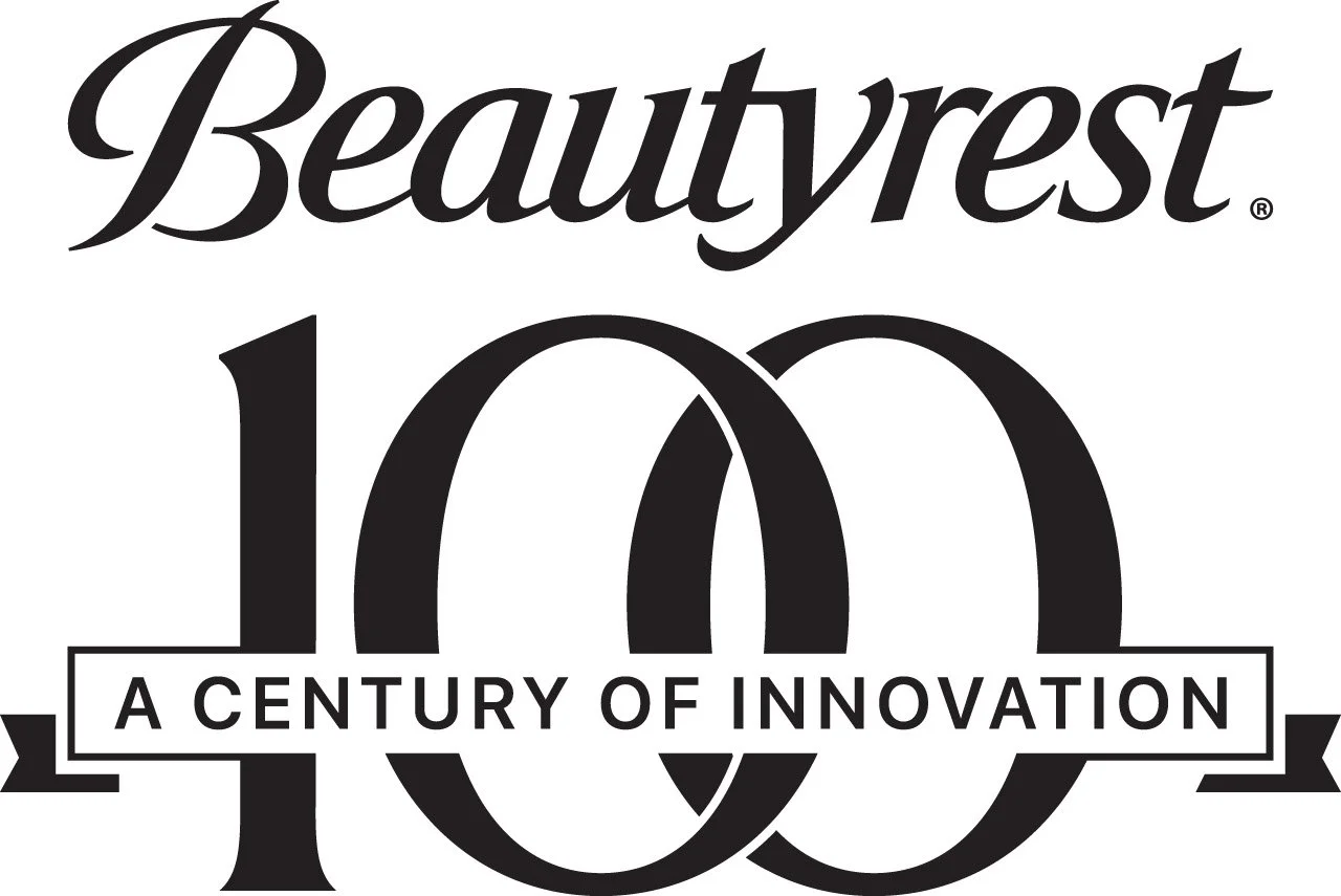 Black and white logo for Beautyrest, celebrating 100 years of innovation.