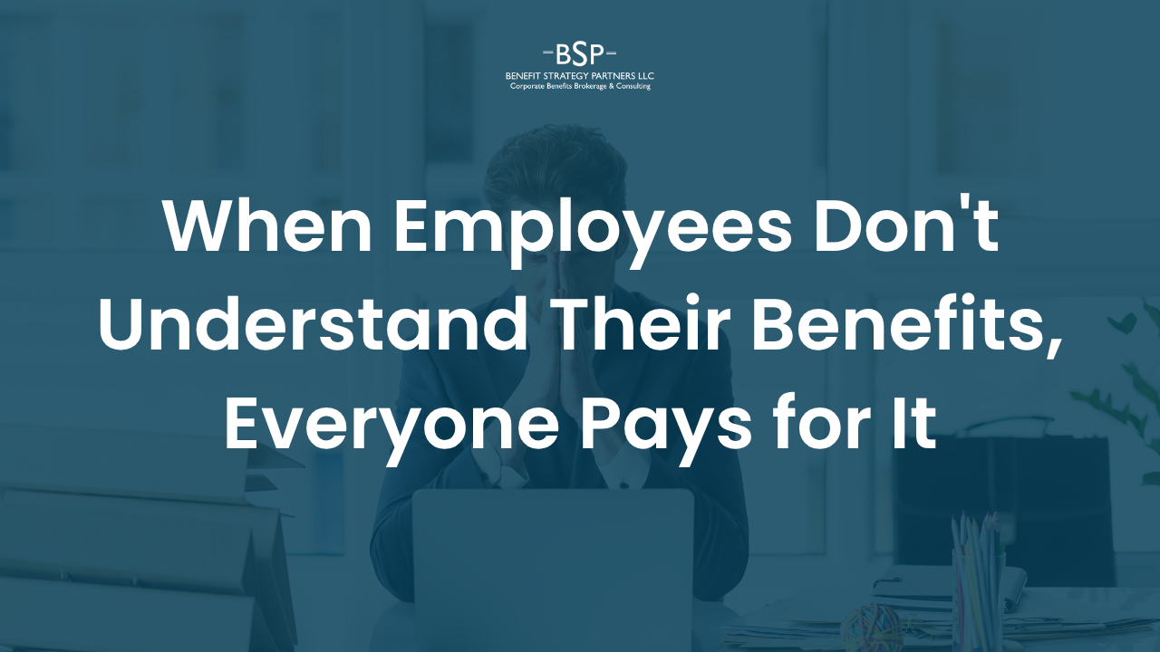 Confused employee at desk representing cost of poor employee benefits communication