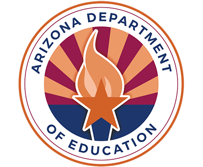 Logo of the Arizona Department of Education featuring a flame and a star.