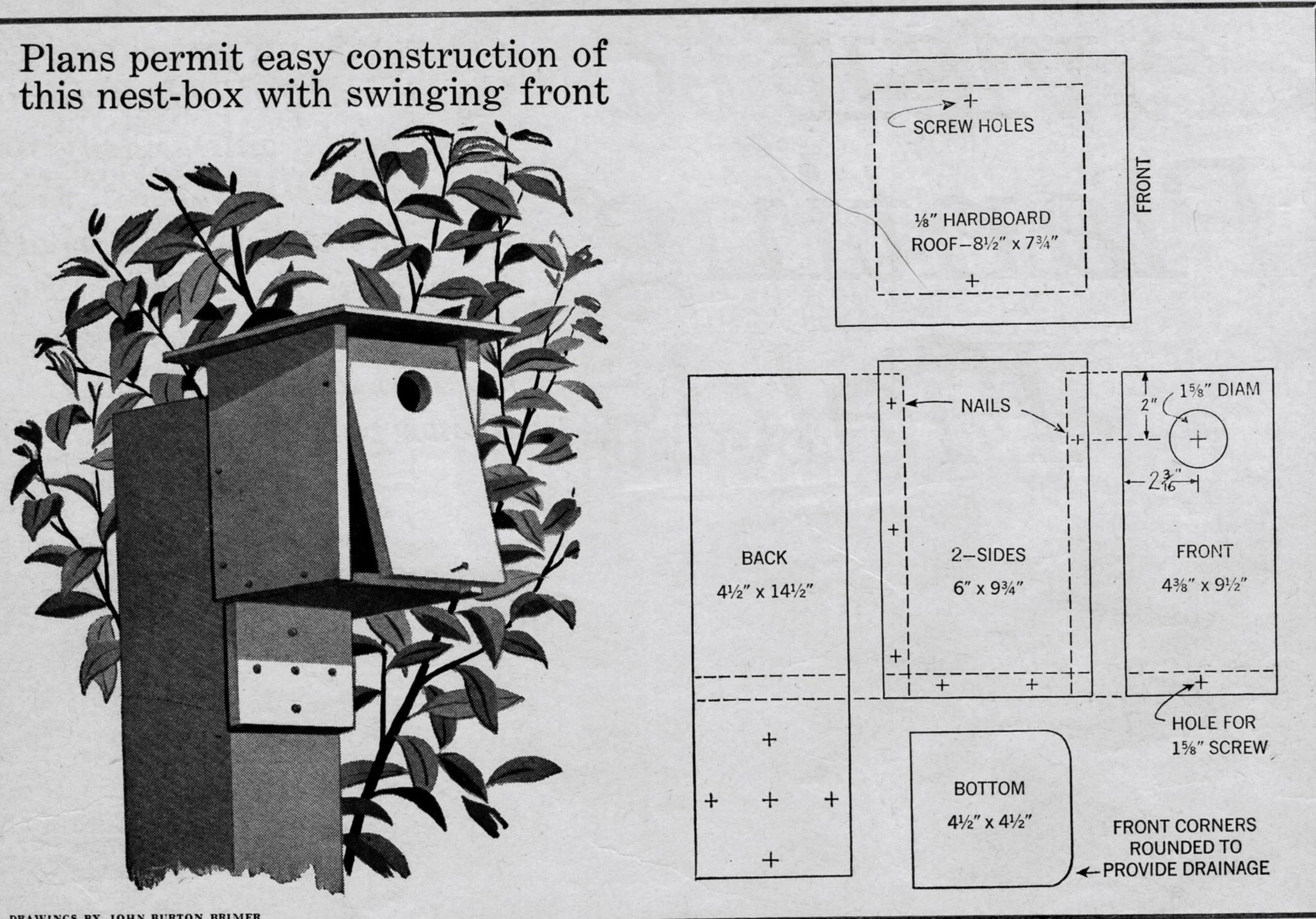 Plans for building bluebird box