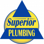 Superior Plumbing logo with blue, yellow, and white colors