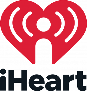 Red heart with radio waves emanating from the center and the word 'iHeart' beneath it.