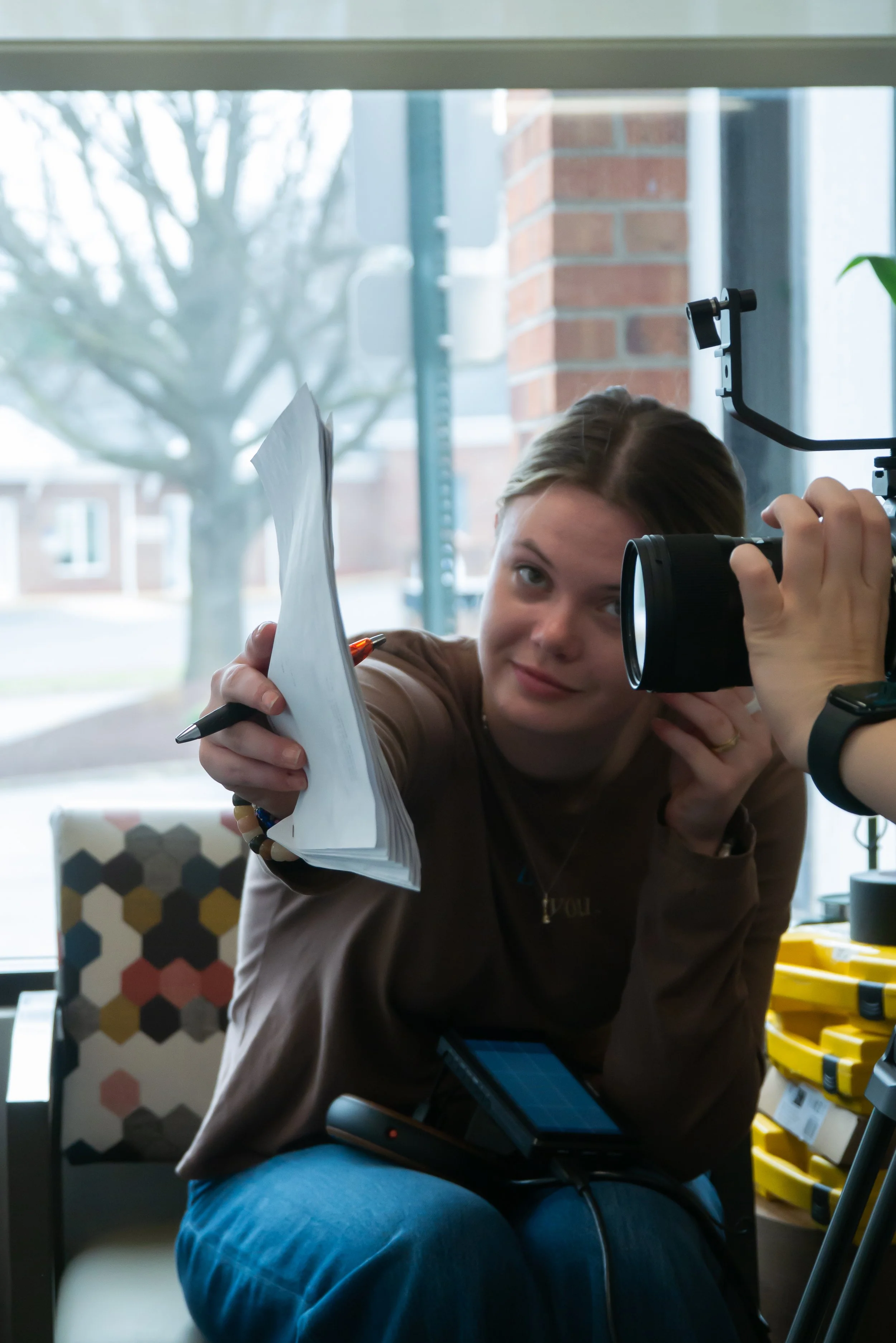 Ryan Garner directing the camera crew behind the scenes during the premier of Waiting Room, a film by Good Fortune Pictures