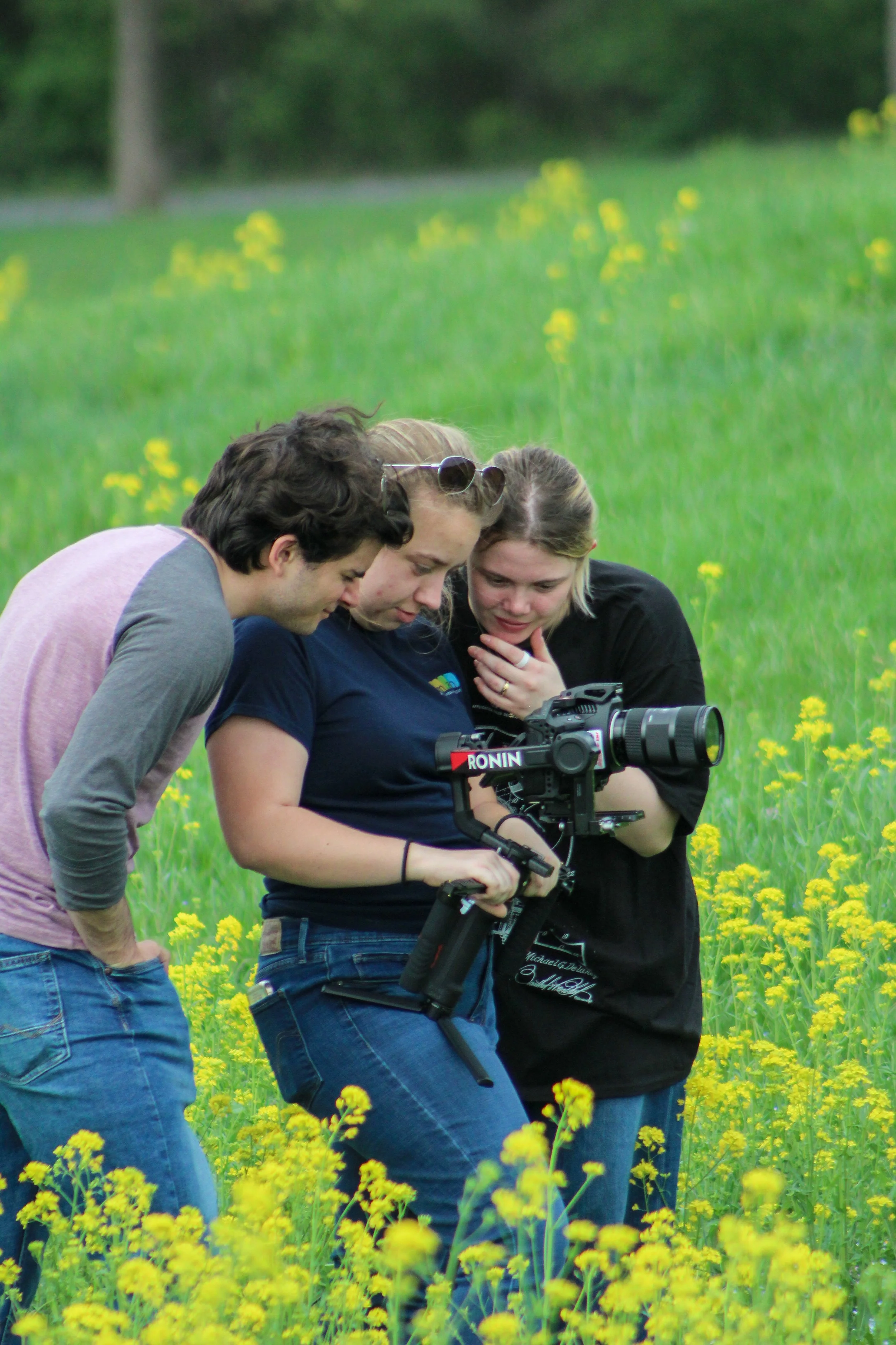 Producers and directors behind the scenes during the premier of Waiting Room, a film by Good Fortune Pictures