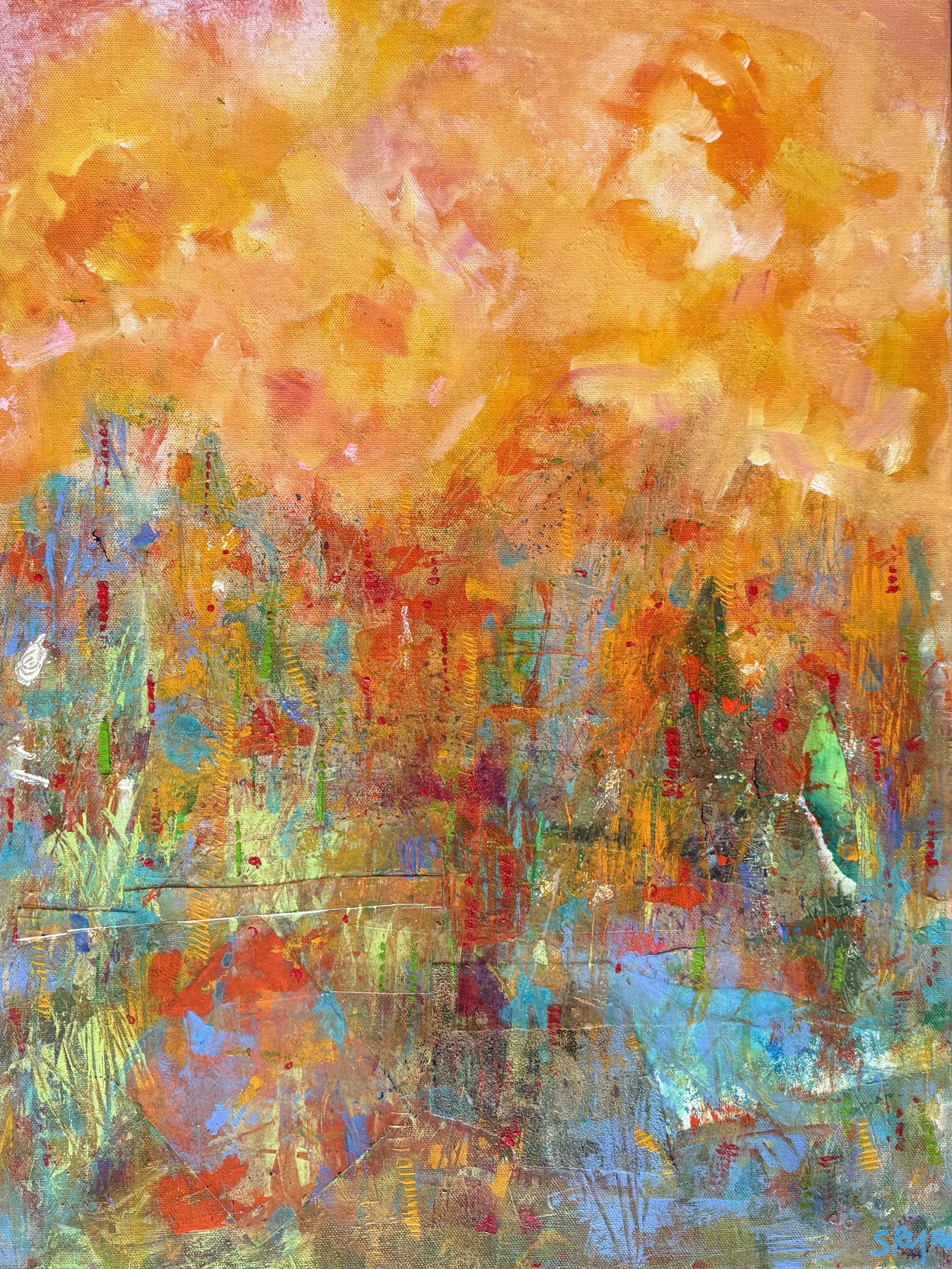 "Autumn Splendor," 18"x24", Acrylic, Mixed Media & Collage, $750