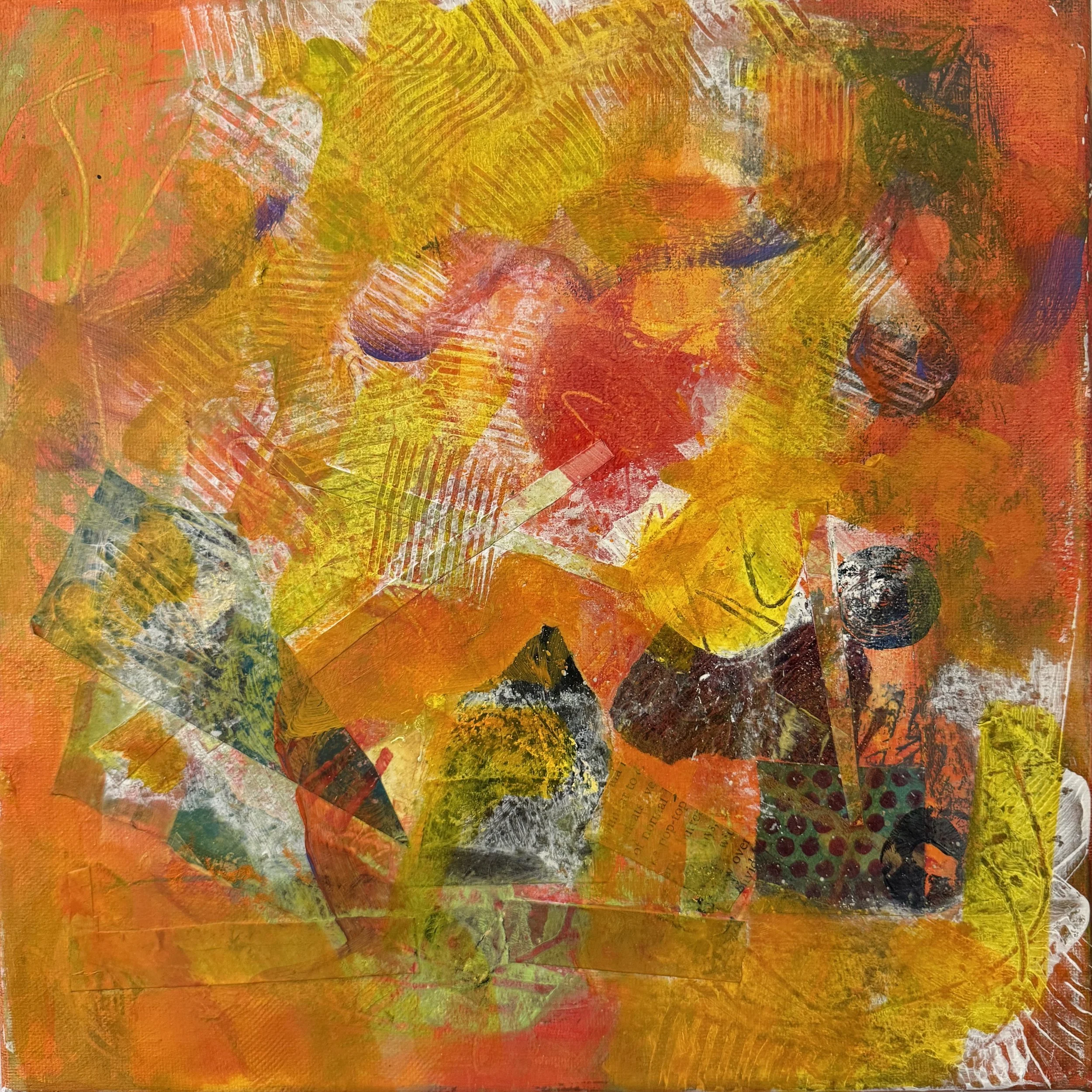 "Eye of the Storm," 12"x12", Acrylic, Mixed Media & Collage, $75