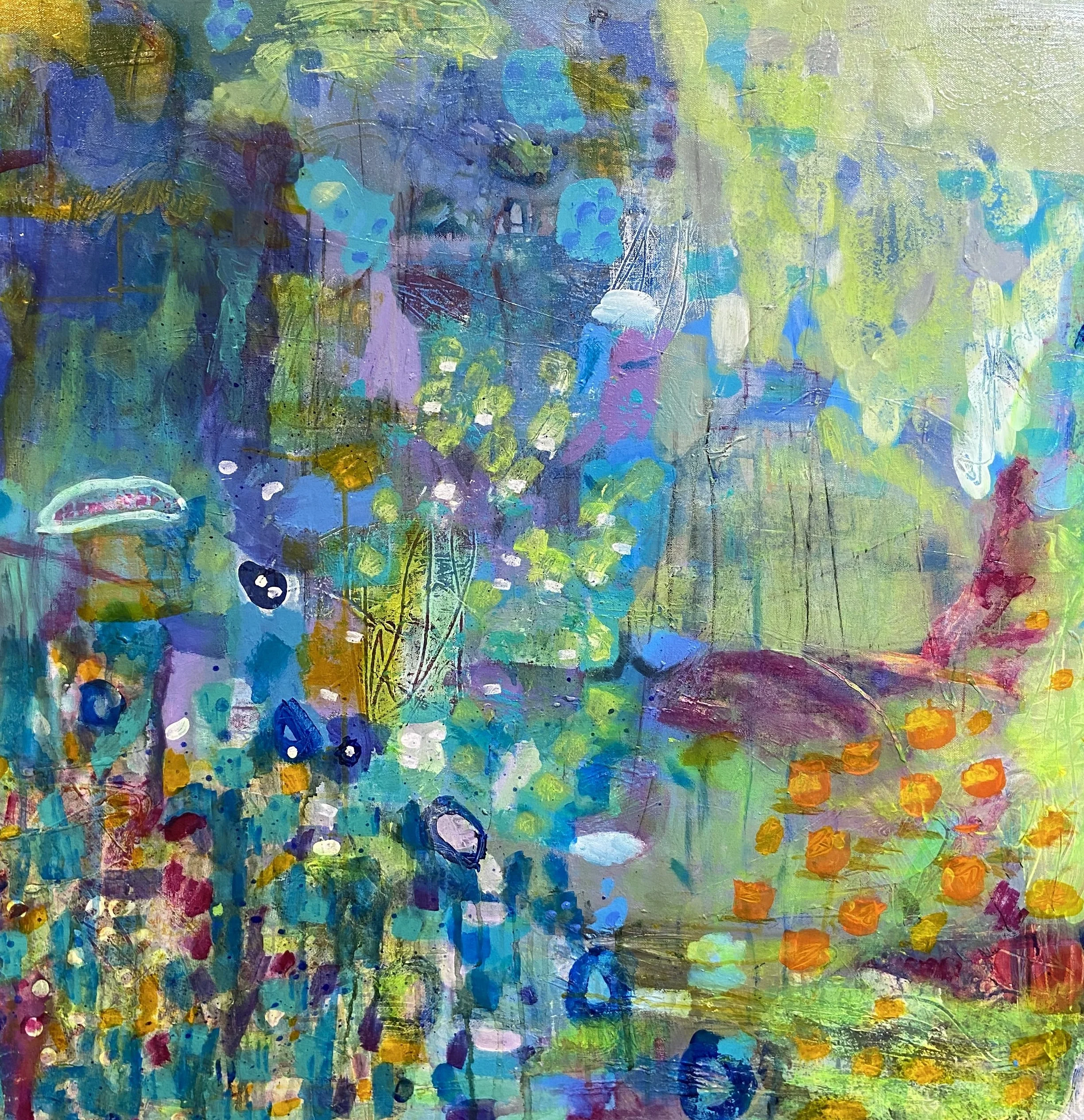 "Water Lilies," 36"x36", Acrylic & Mixed Media, $5,000