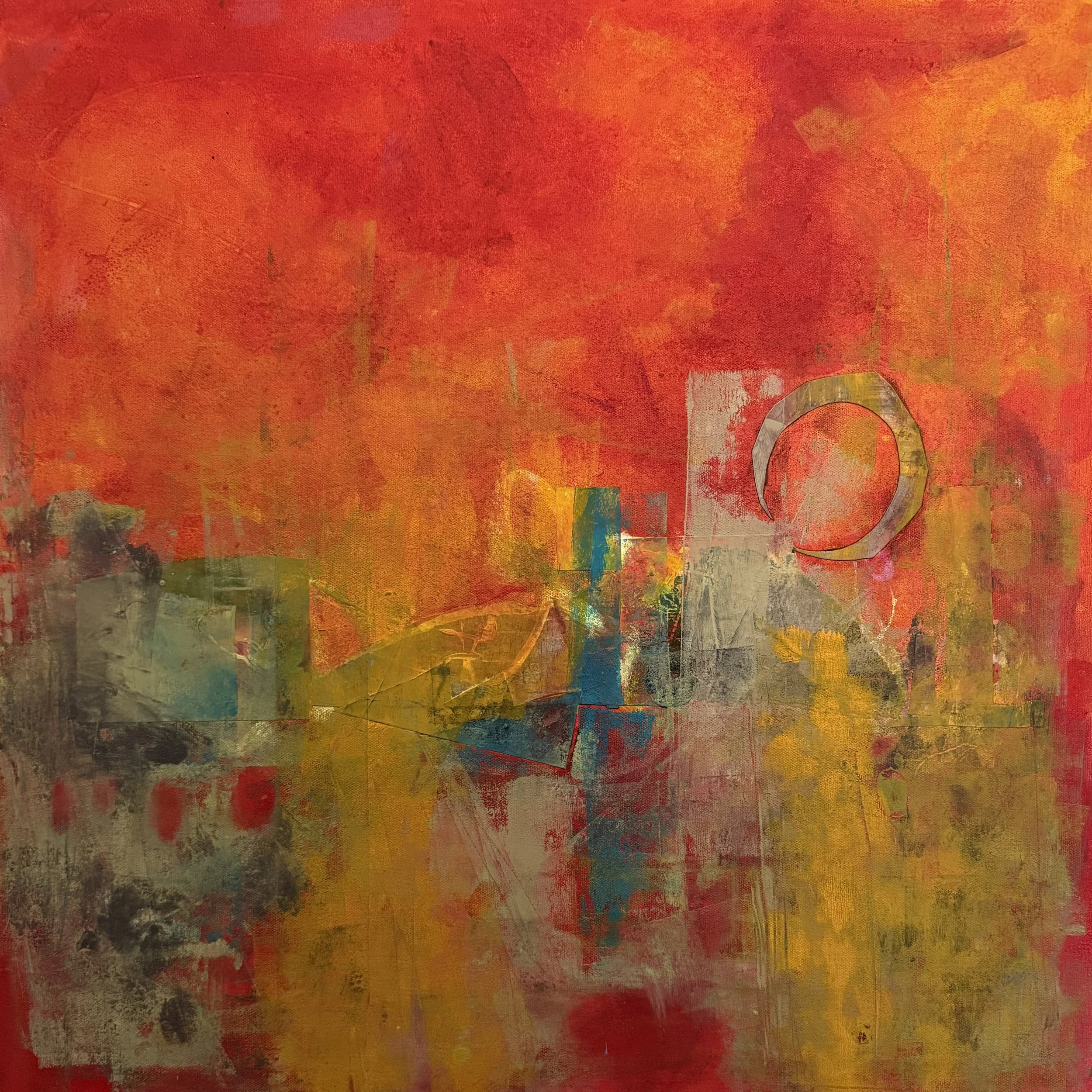 "Place In Time," 24"x24", Acrylic, Mixed Media & Collage, $1,250