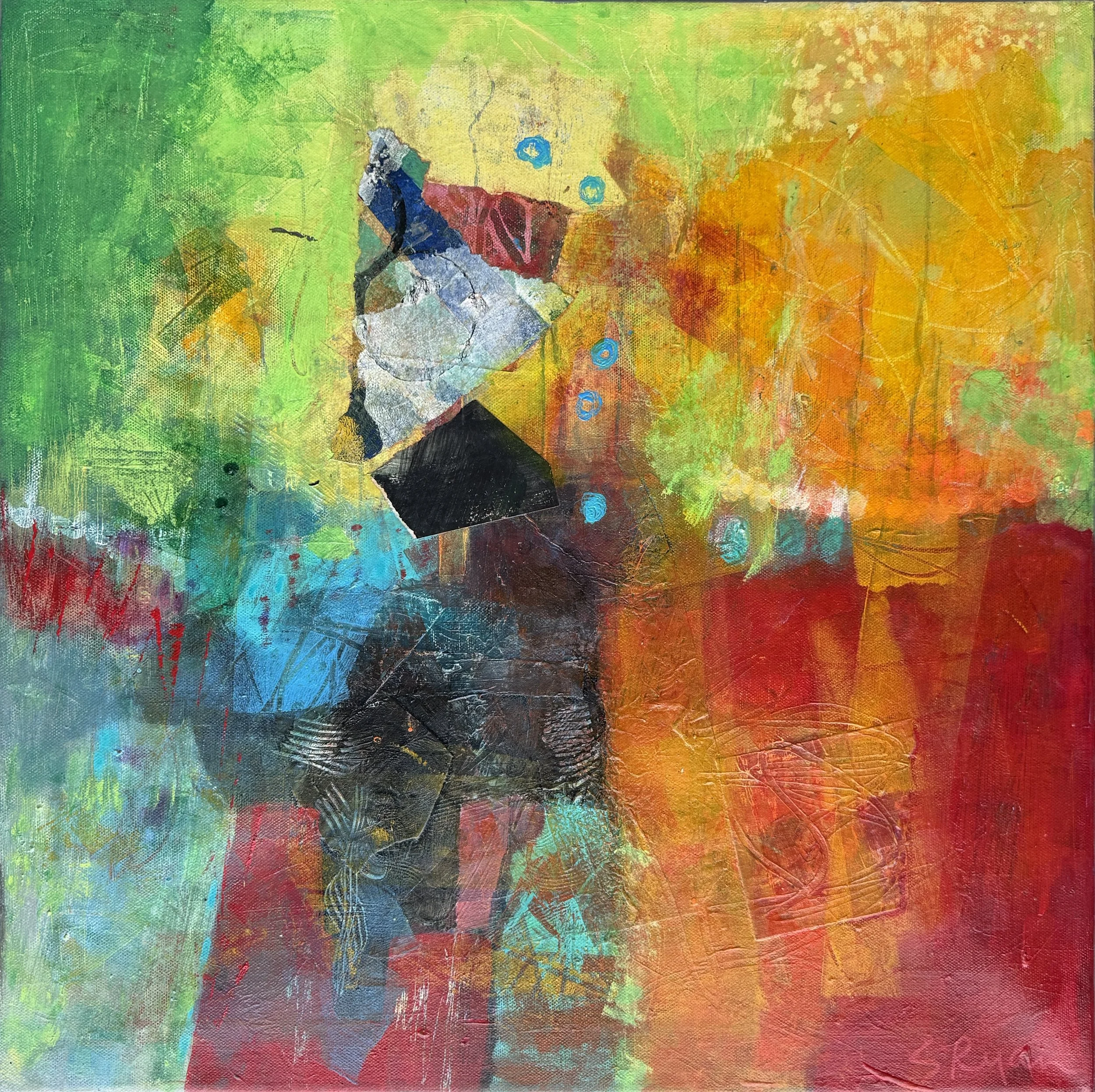 "Hope Springs," 20"x20", Acrylic, Mixed Media & Collage, $750