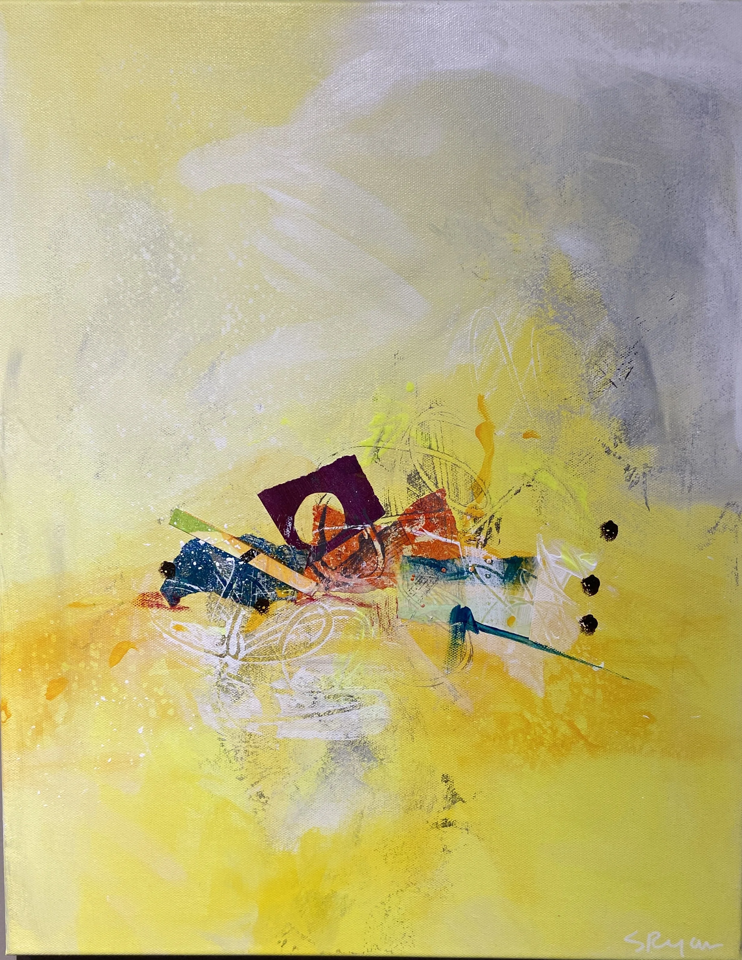 "Morning Sun," 16"x20", Acrylic & Collage, Sold