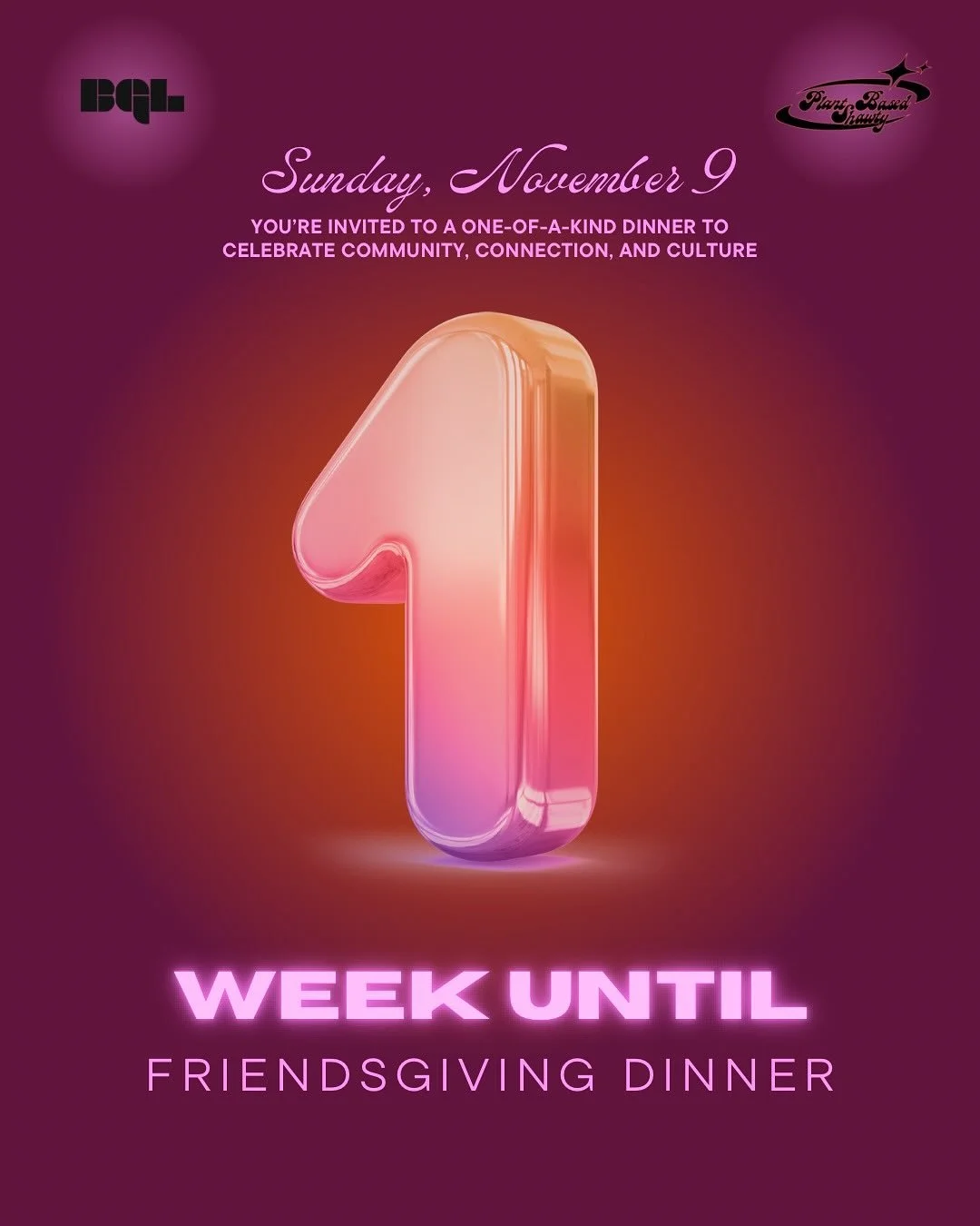 🚨🚨 We&rsquo;re only 1 week away from @blackgirlslink_ and @plantbasedshawty&rsquo;s Friendsgiving Dinner!! Did you buy your ticket yet?? 

Our Friendsgiving Dinner is on November 9, 2025, at 7 PM EST at @sweetcatchbk, featuring delicious desserts f