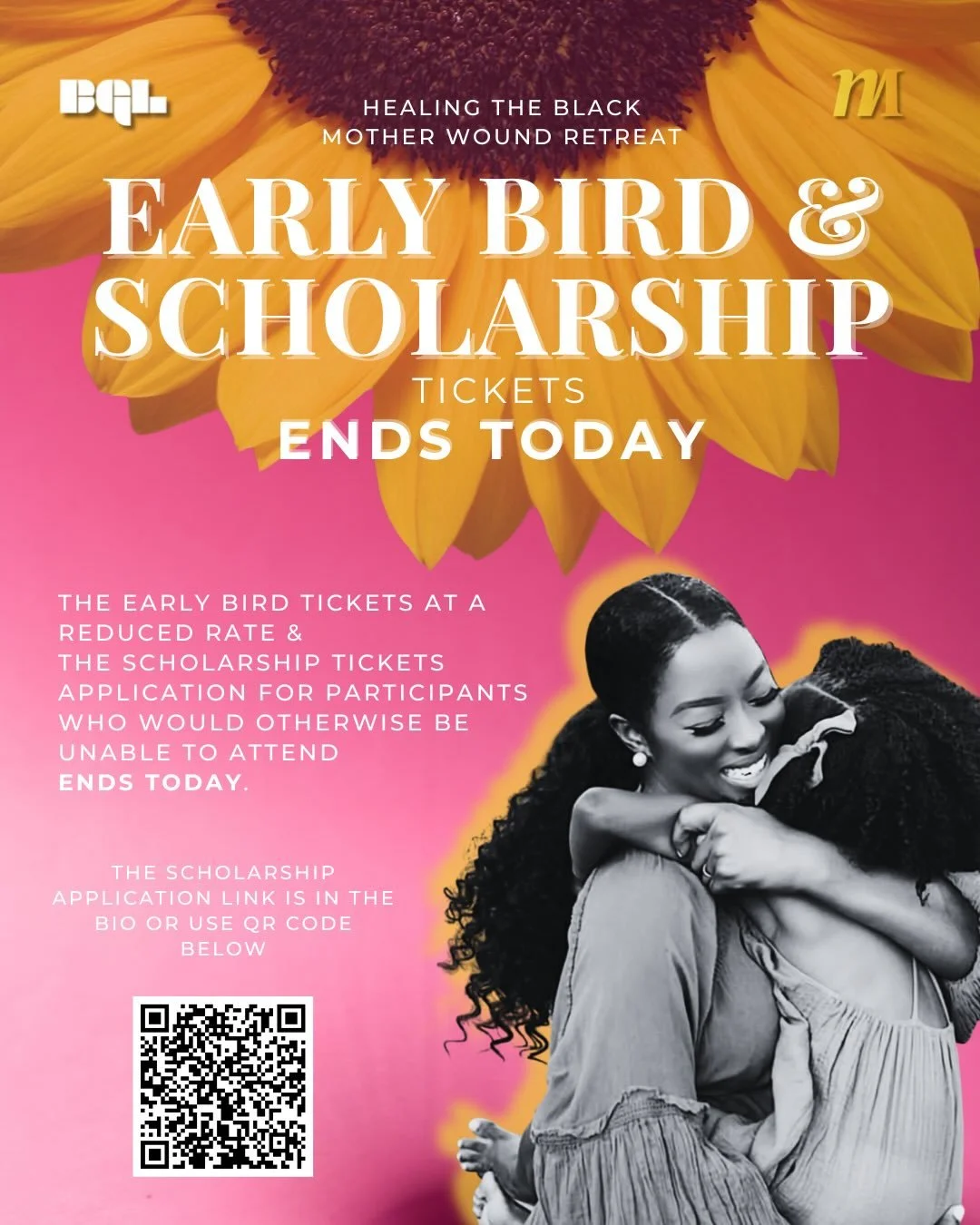 TODAY is the last day to get Early Bird tickets and to apply for the discounted Scholarship Tickets for Black Girls Link&rsquo;s and @alway&rsquo;s &ldquo;Healing the Black Mother Wound: Two-Day Virtual Healing Retreat.&rdquo; Don&rsquo;t miss the ch