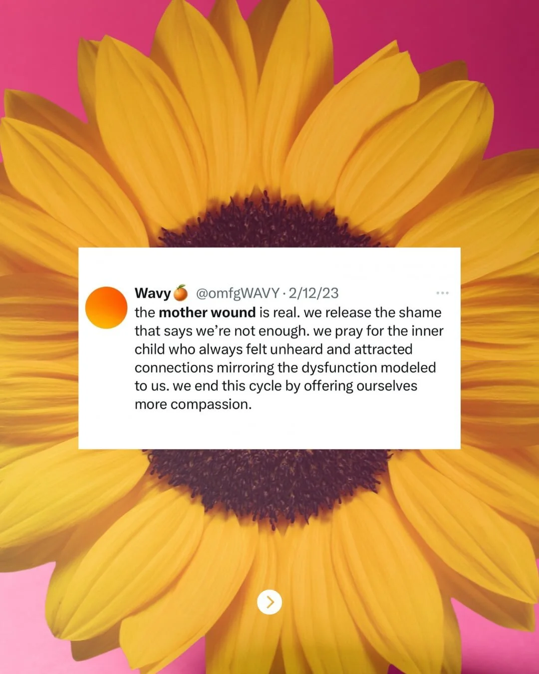 Healing your mother wound has nothing to do with your mother. It has everything to do with the relationship you have with yourself!!

You have to learn to reparent the rejected, abandoned, and shamed little girl in you who is still looking for her mo