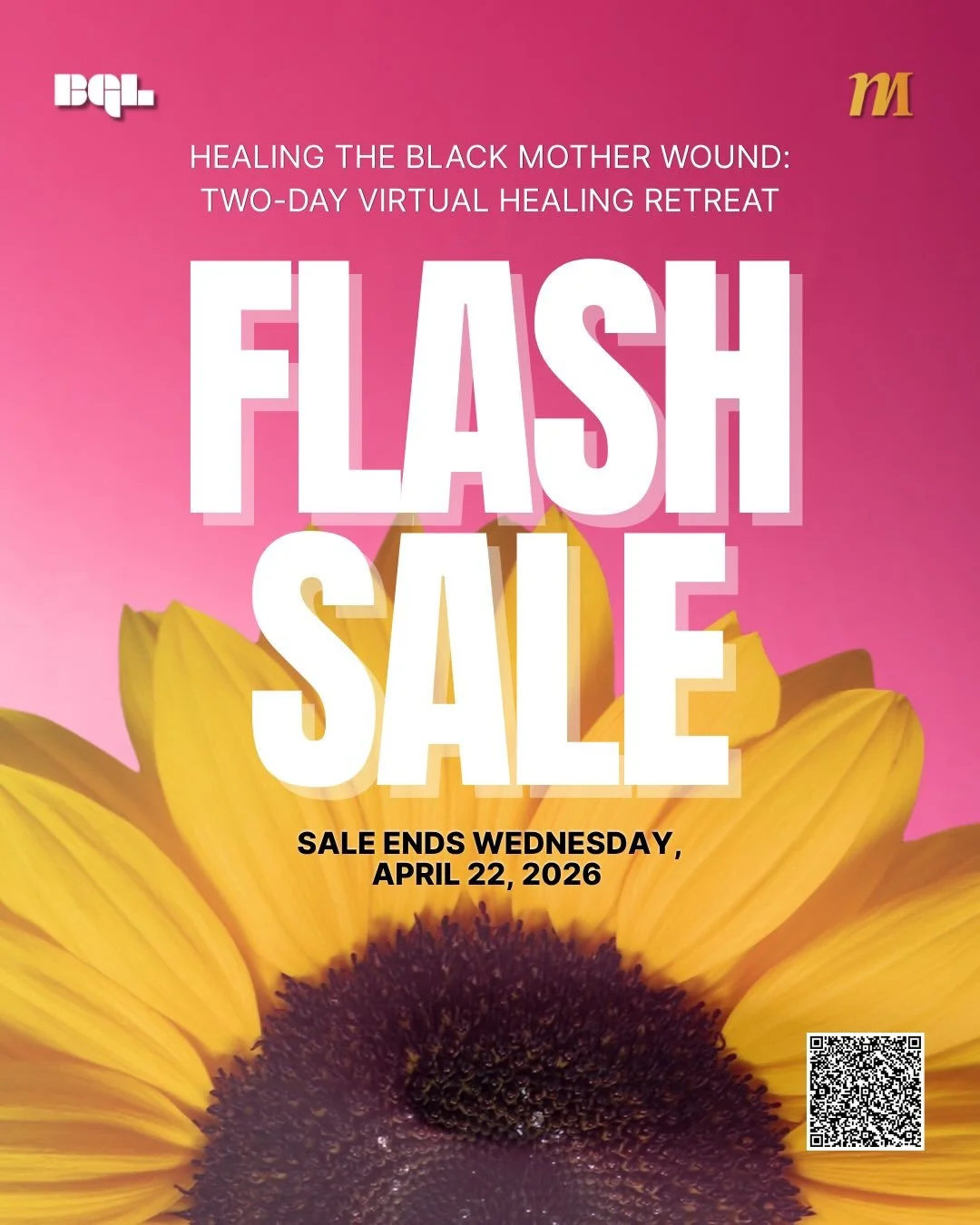 The flash sale for &ldquo;Healing the Black Mother Wound: Two-Day Virtual Healing Retreat&rdquo; ends this Wednesday, April 22! Get $22 off automatically at checkout (or use code FLASHSALE)!

Join @blackgirlslink_ and @queenmetamorphosis this weekend