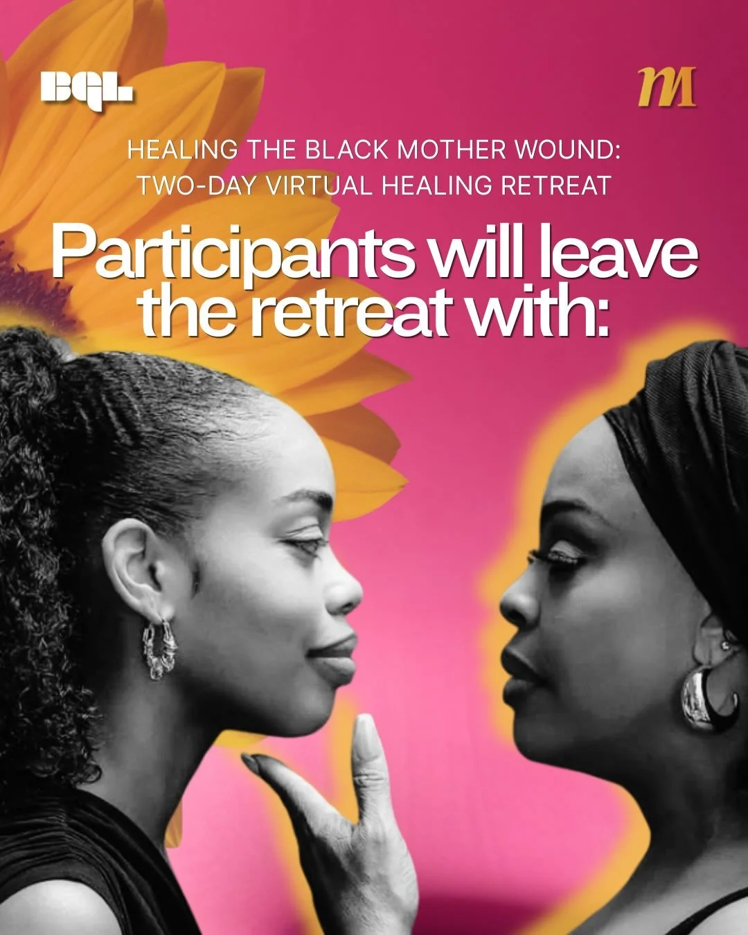 If you hope to accomplish any of these things and heal from your Black mother wound, then the &ldquo;Healing the Black Mother Wound: Two-Day Virtual Healing Retreat&rdquo; is for YOU! 

In anticipation of Mother&rsquo;s Day, join @blackgirlslink_ and