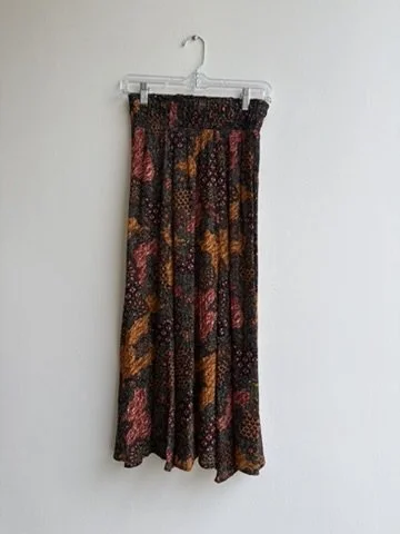 1980s Fall Floral Midi Skirt Set