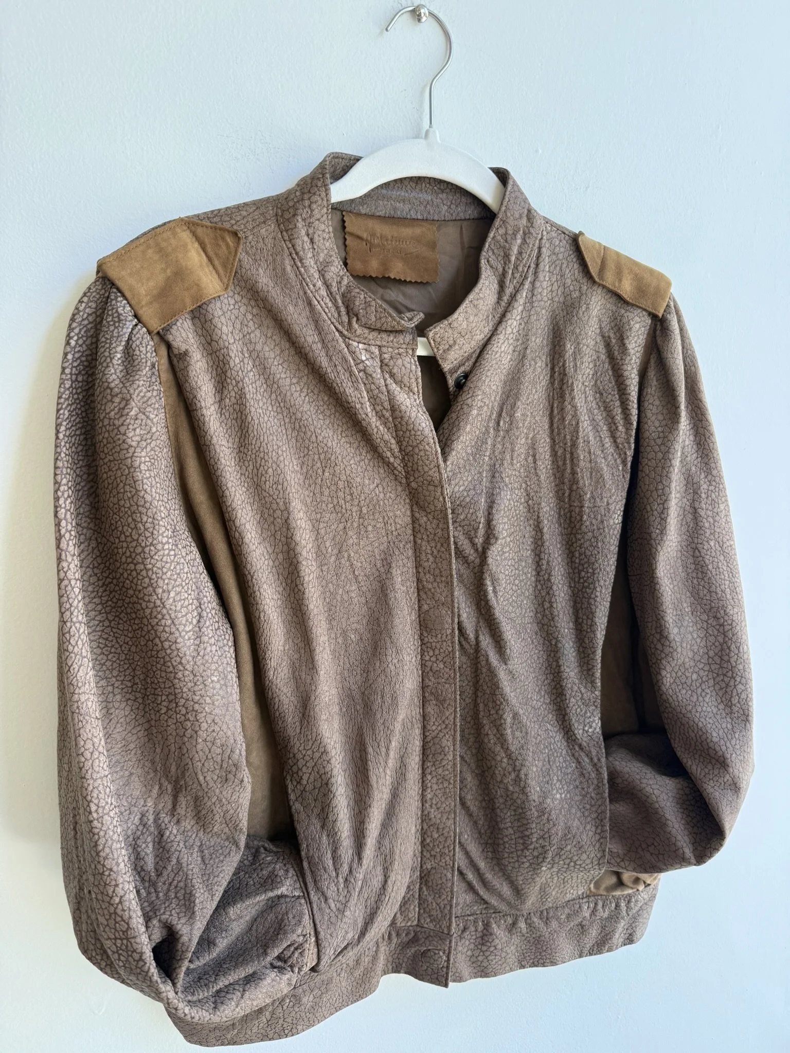 1980s Brown Suede Snakeskin-Embossed Bomber
