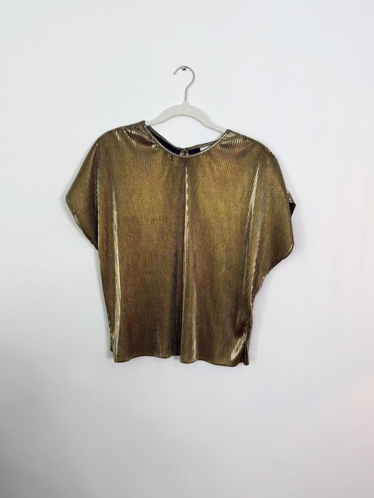 1970s Gold Pleated Top