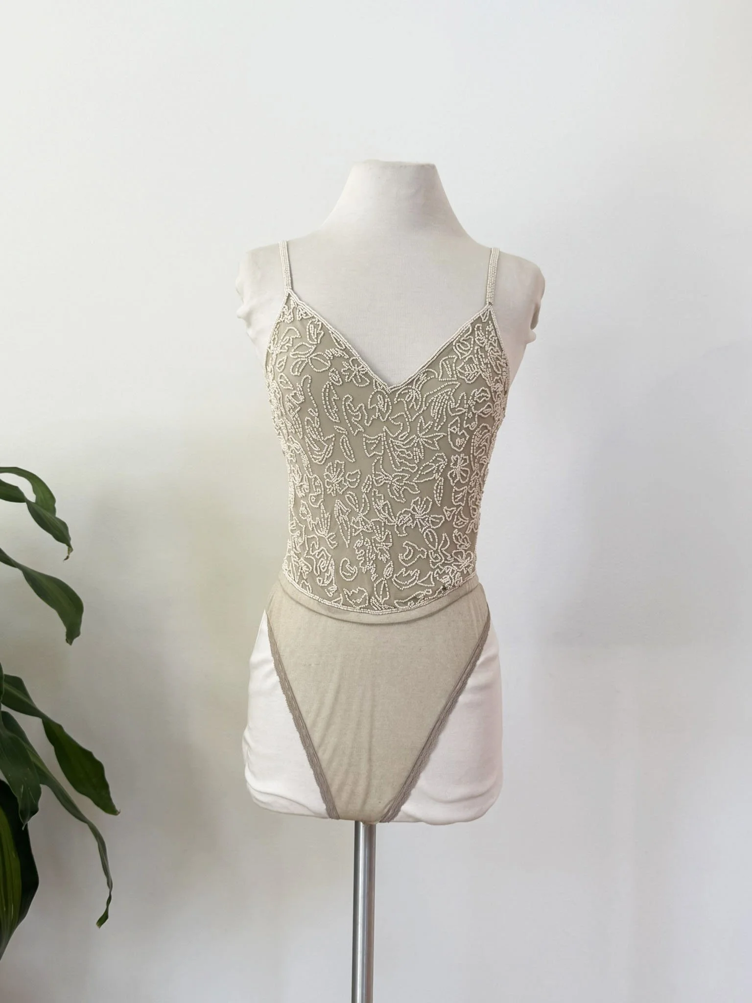 1990s Donna Karan Beaded Body Suit