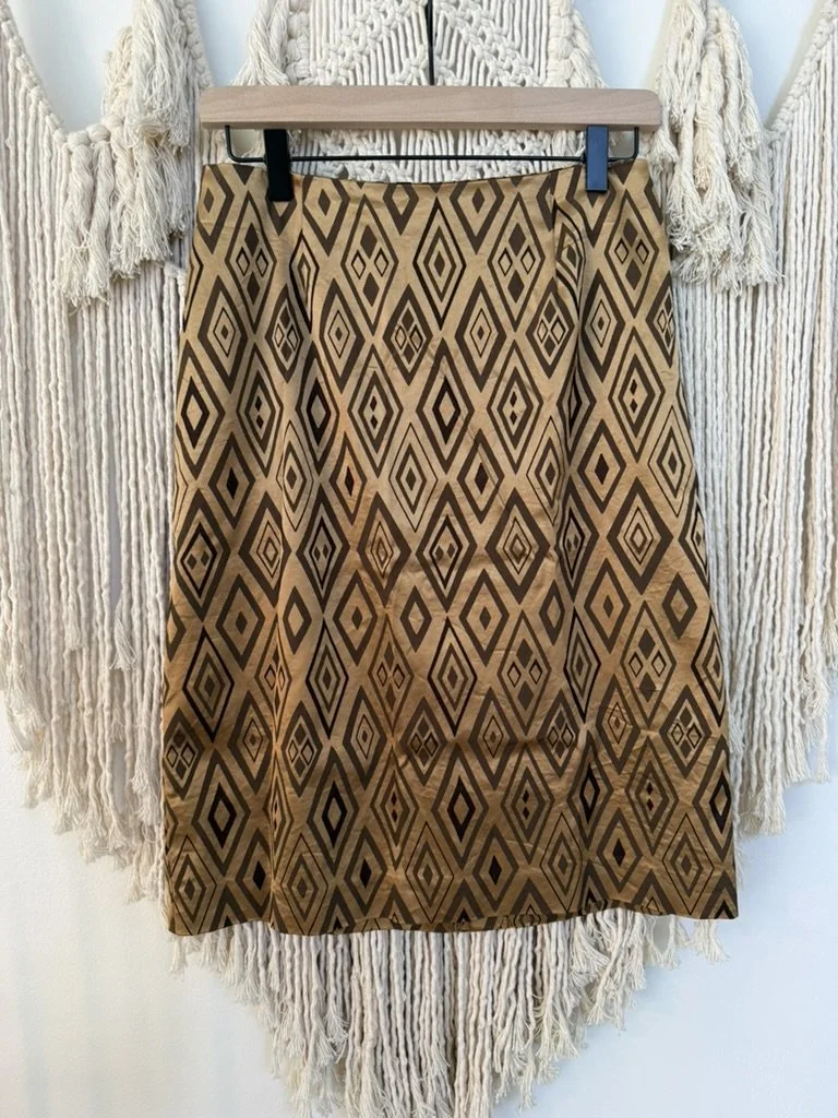 Metallic Gold Brown Pencil Skirt