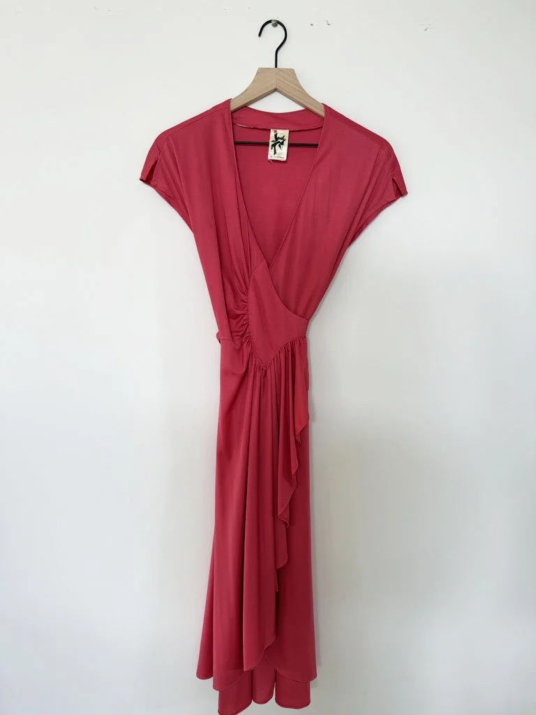 1970s Jody T of California Coral Wrap Dress