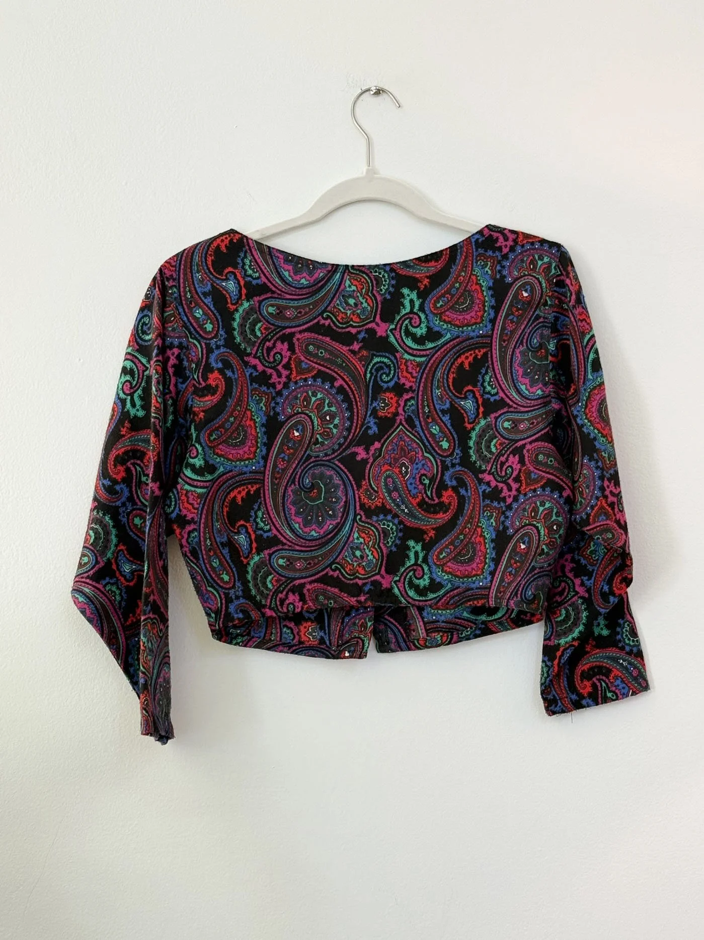 1980s Paisley Cropped Long-Sleeved Top