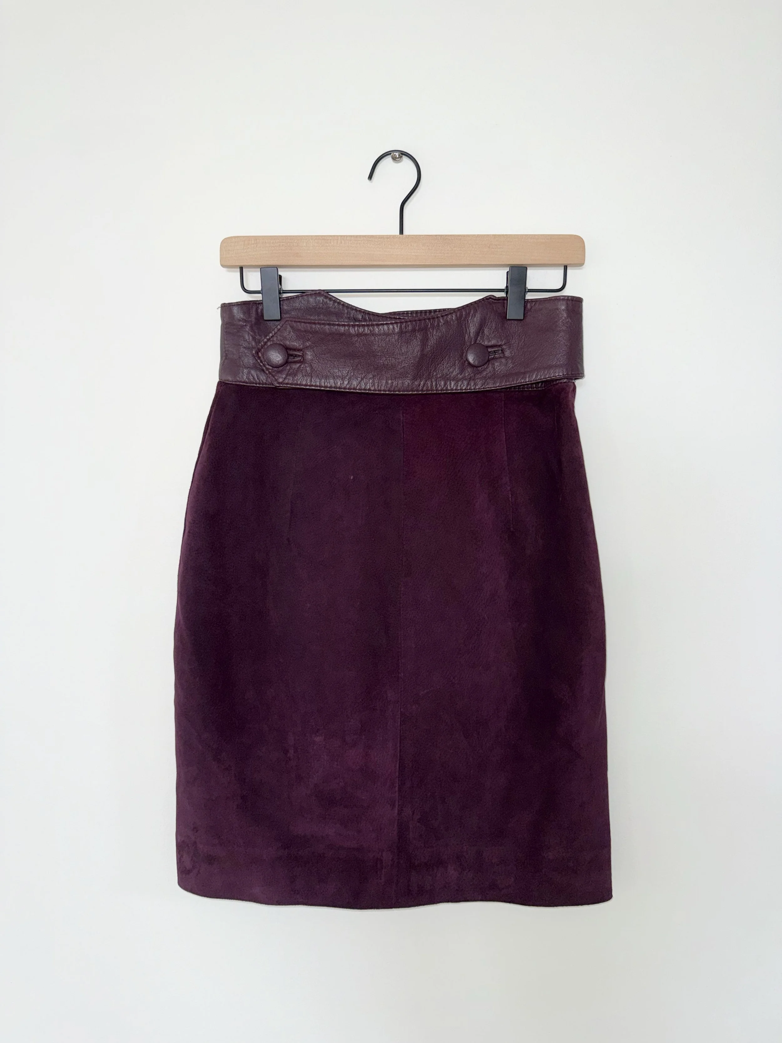 1980s Purple Suede High-Waisted Skirt