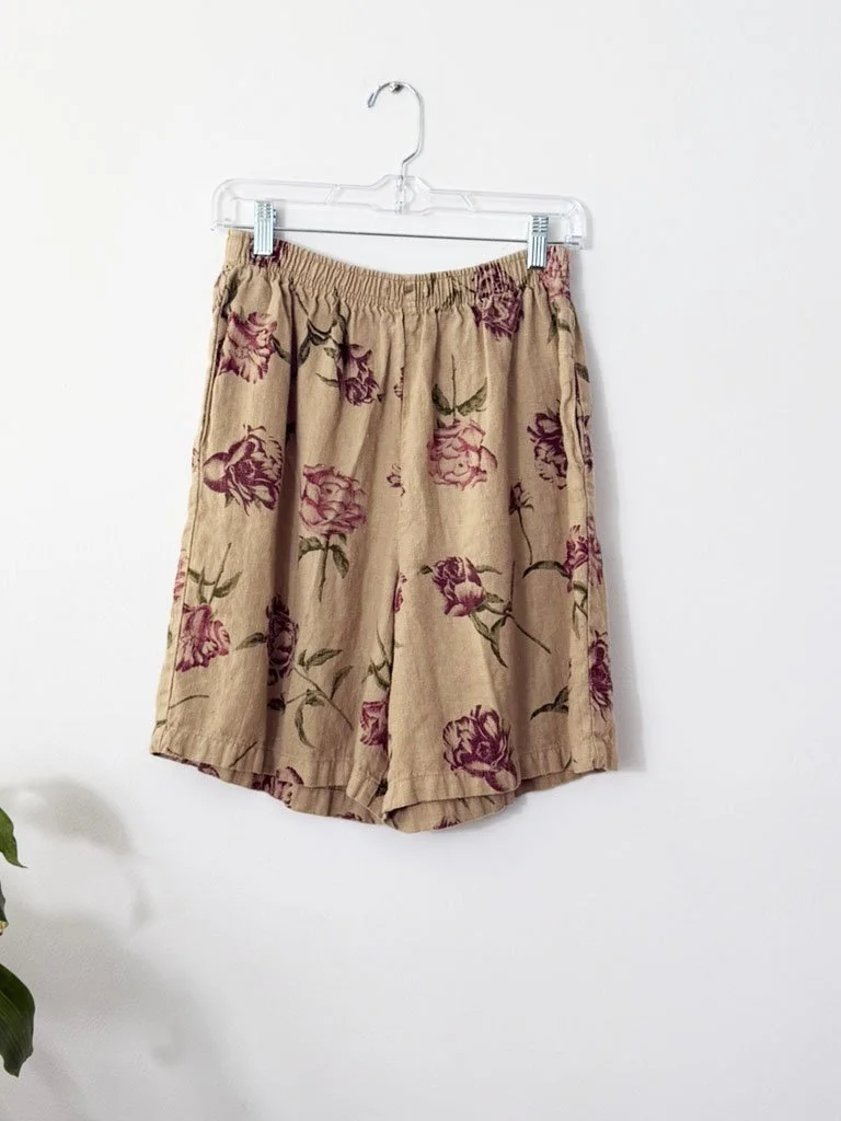 Floral Linen Bermuda Shorts