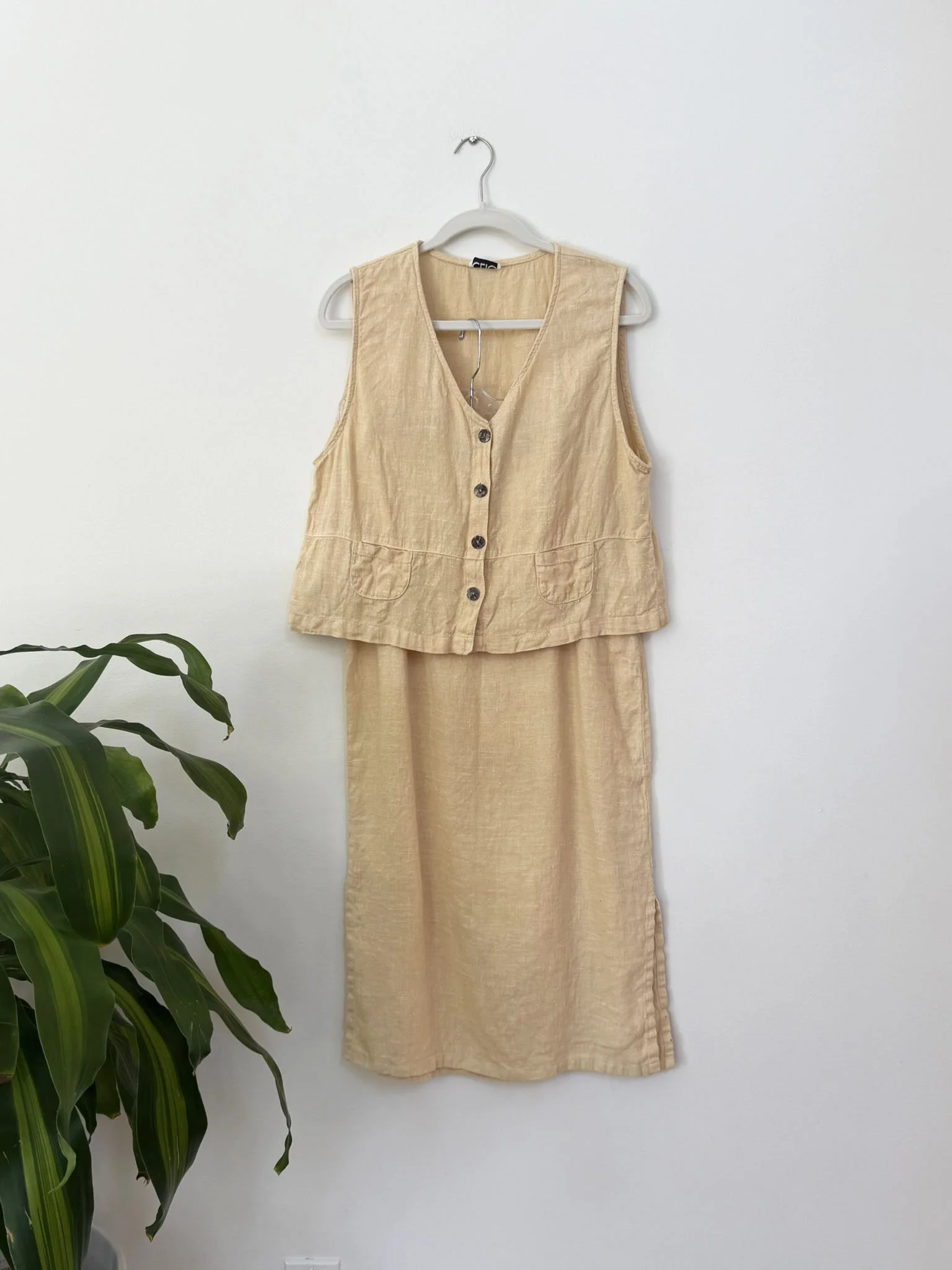 1980s Linen Skirt Set