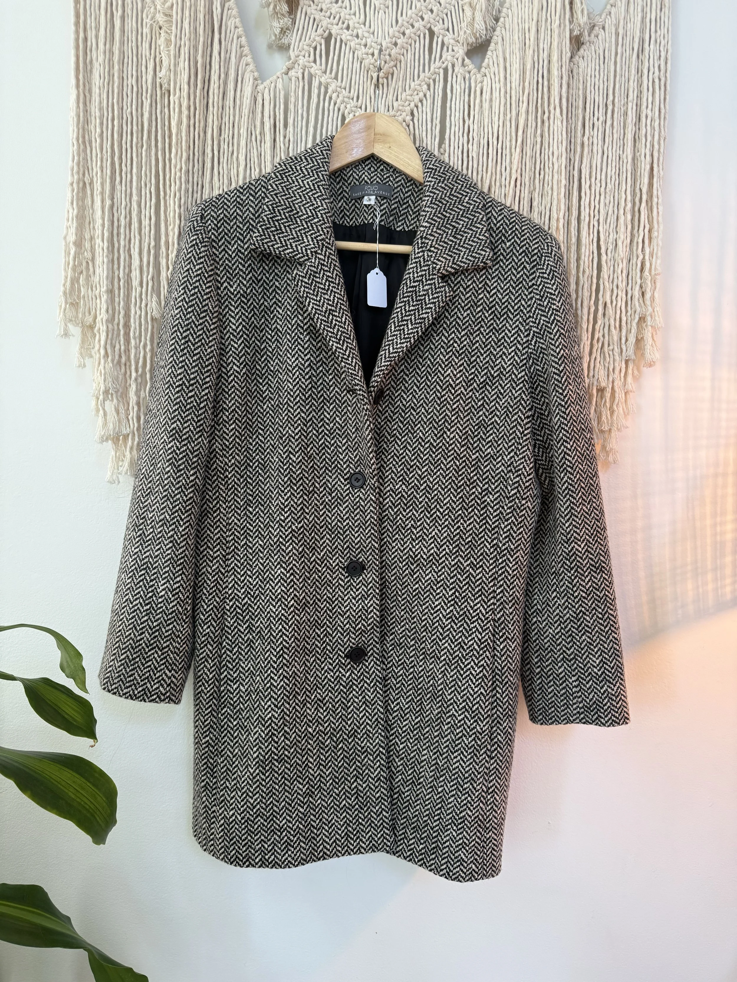 Saks Fifth Avenue Herringbone Tweed Coat