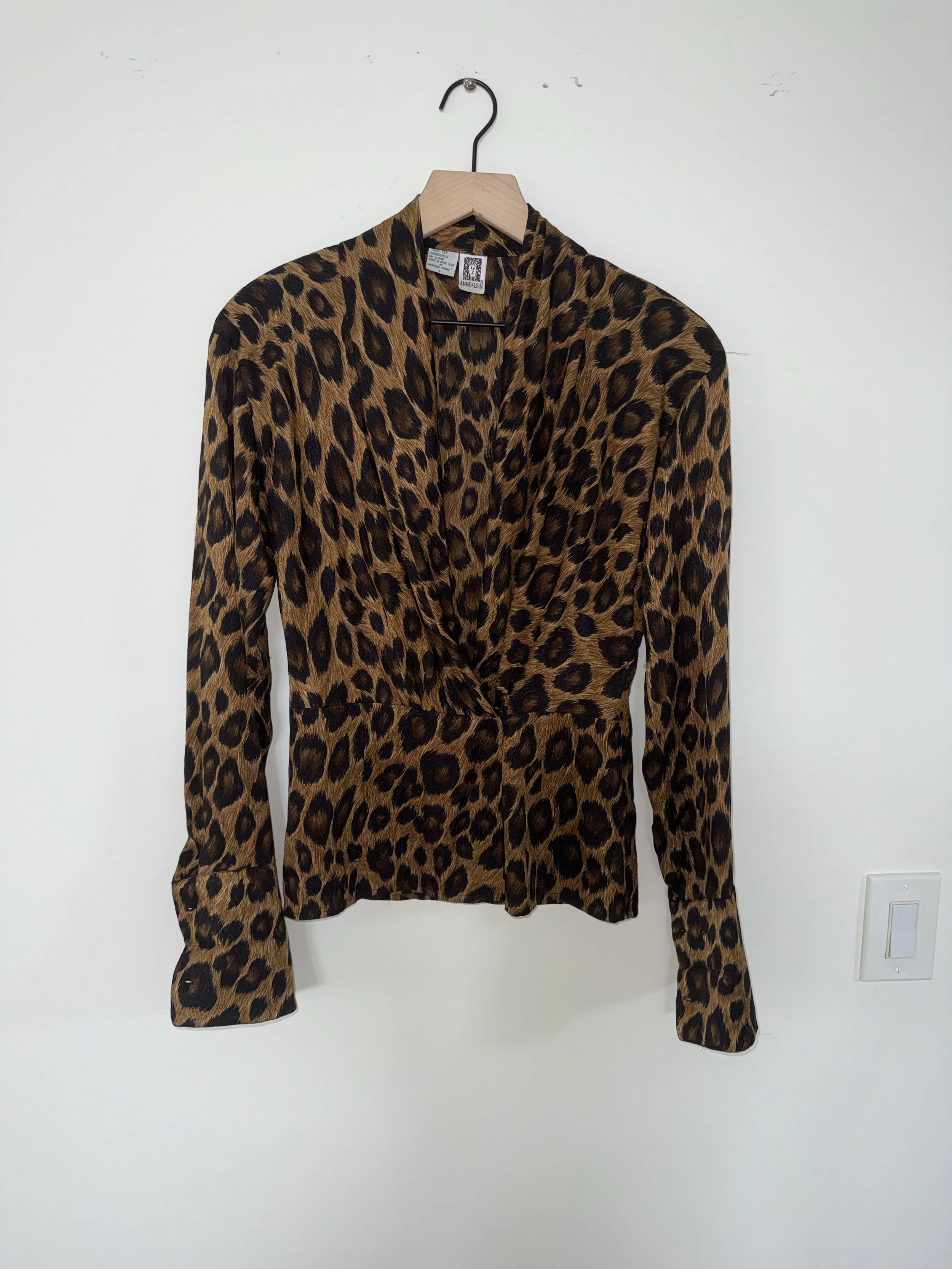 1980s Anne Klein Leopard Blouse