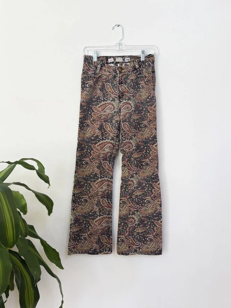 1990s Todd Oldham Flare Paisley Jeans