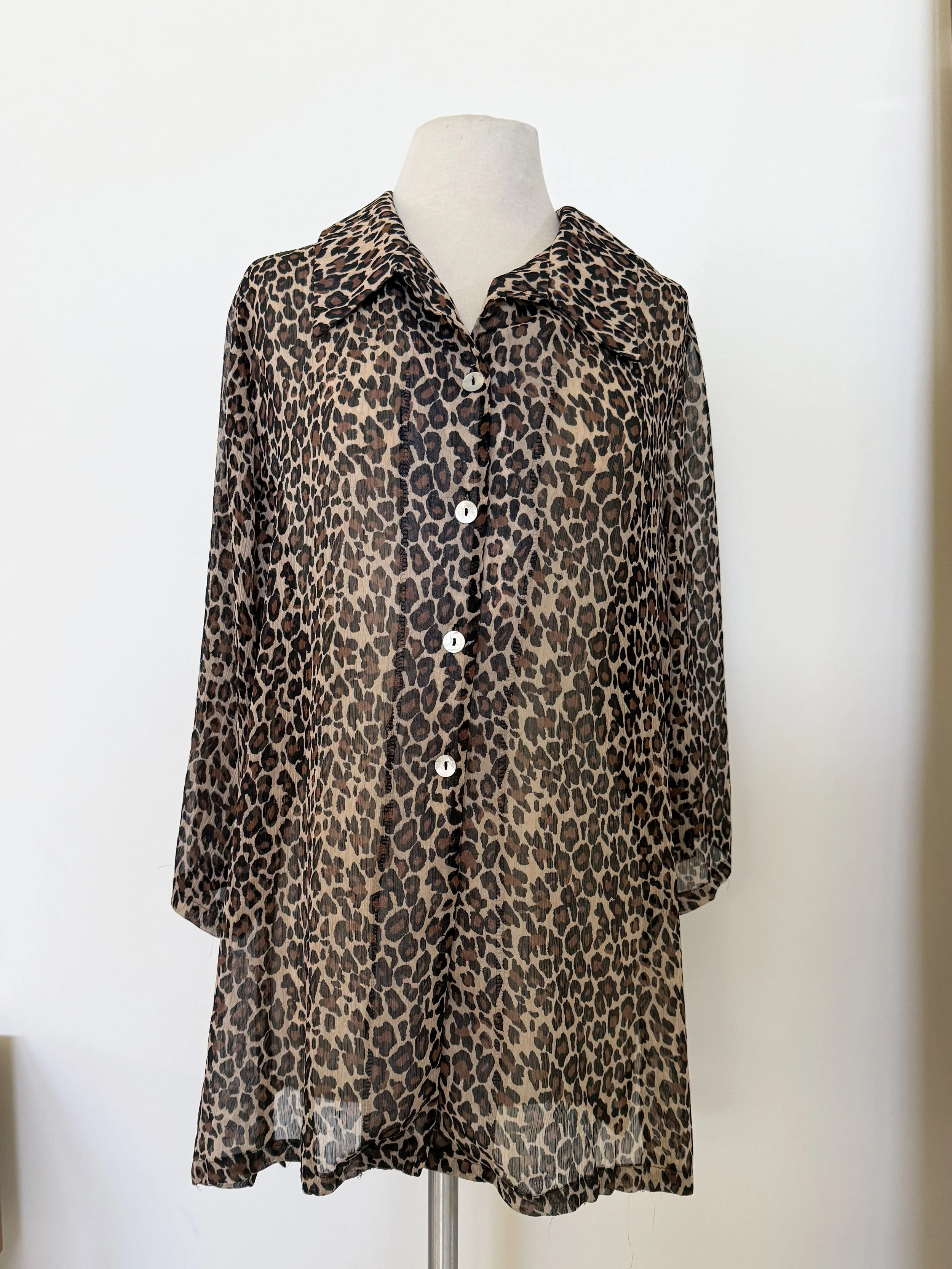 1980s Sheer Leopard Blouse