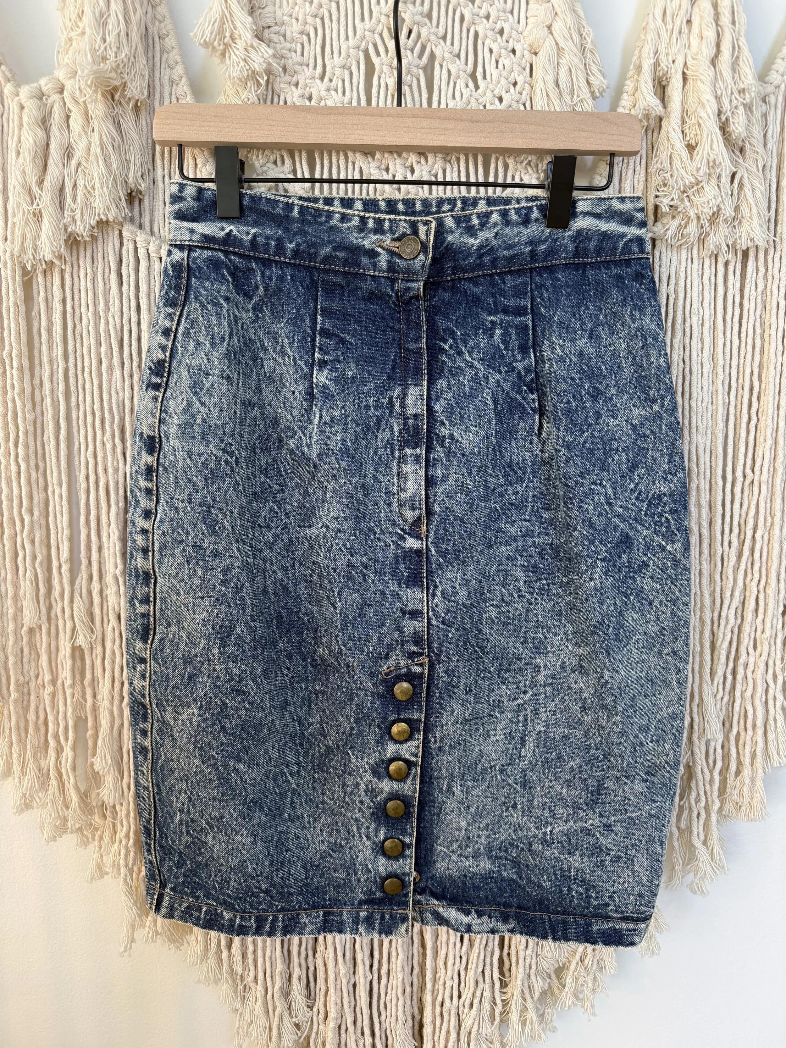 1980s Acid Wash Denim Skirt