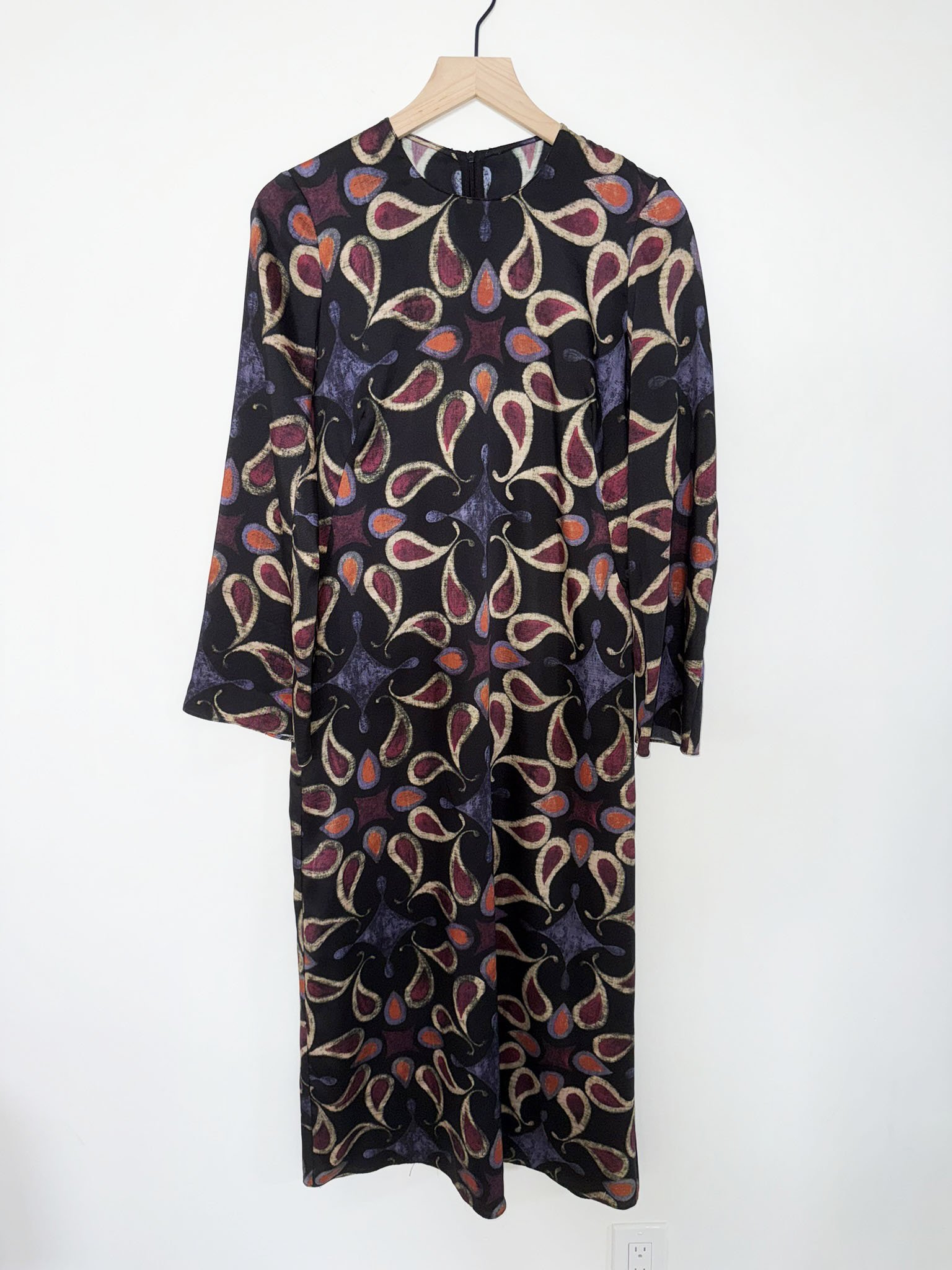 1960s Silk Maxi Long-Sleeve Dress