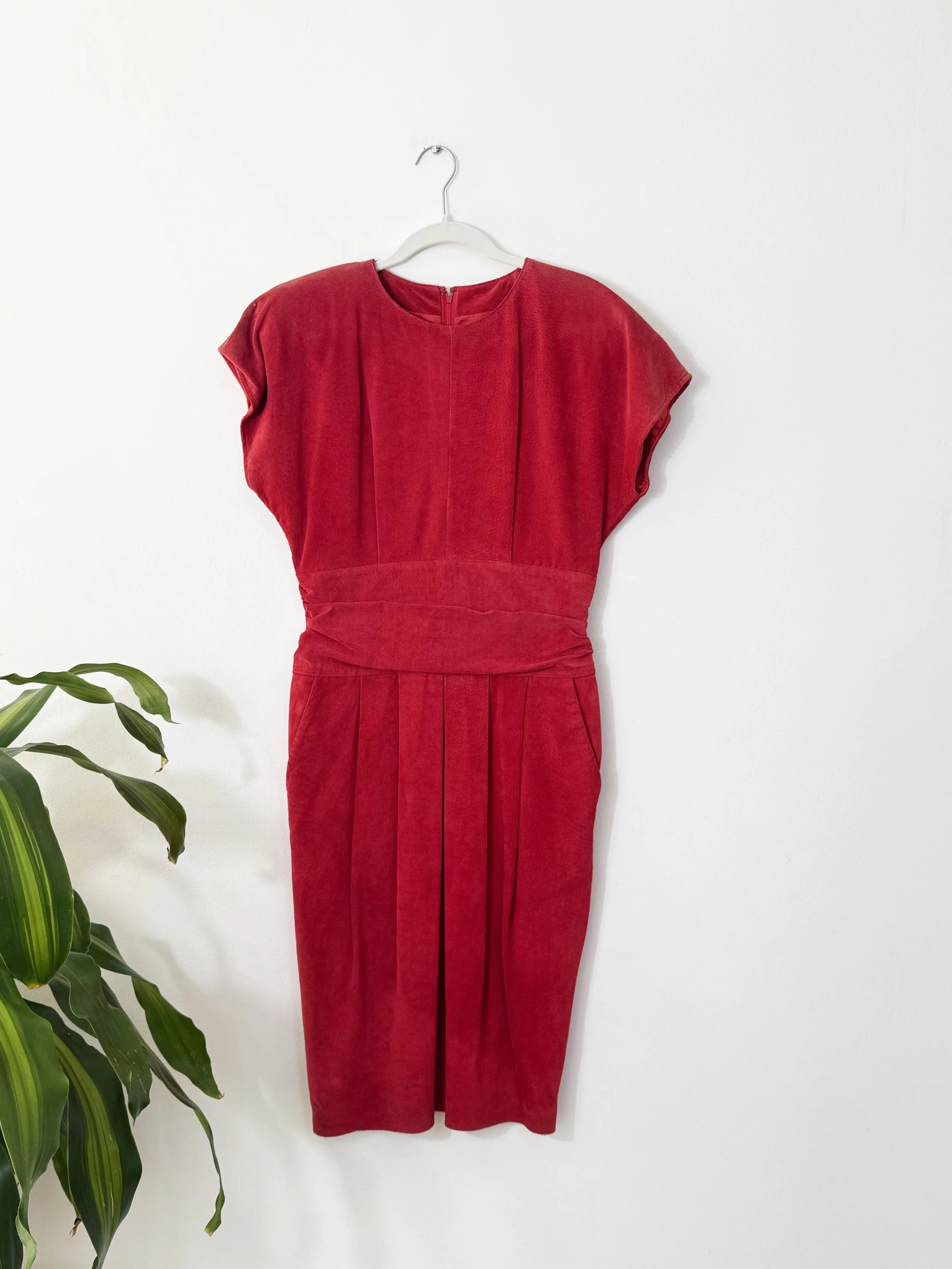 1980s Red Suede Dress