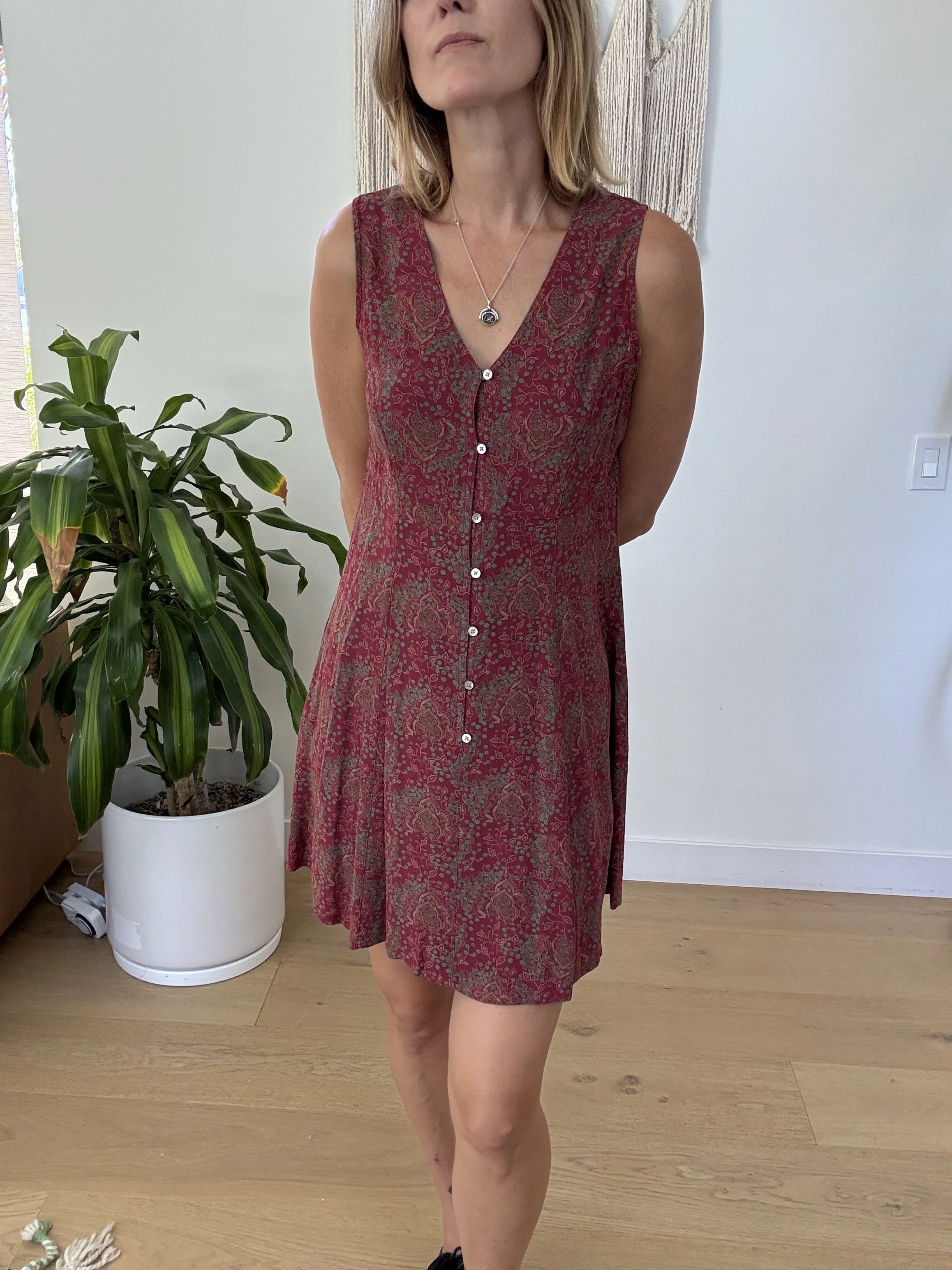 1990s Gap Red Paisley Short Dress