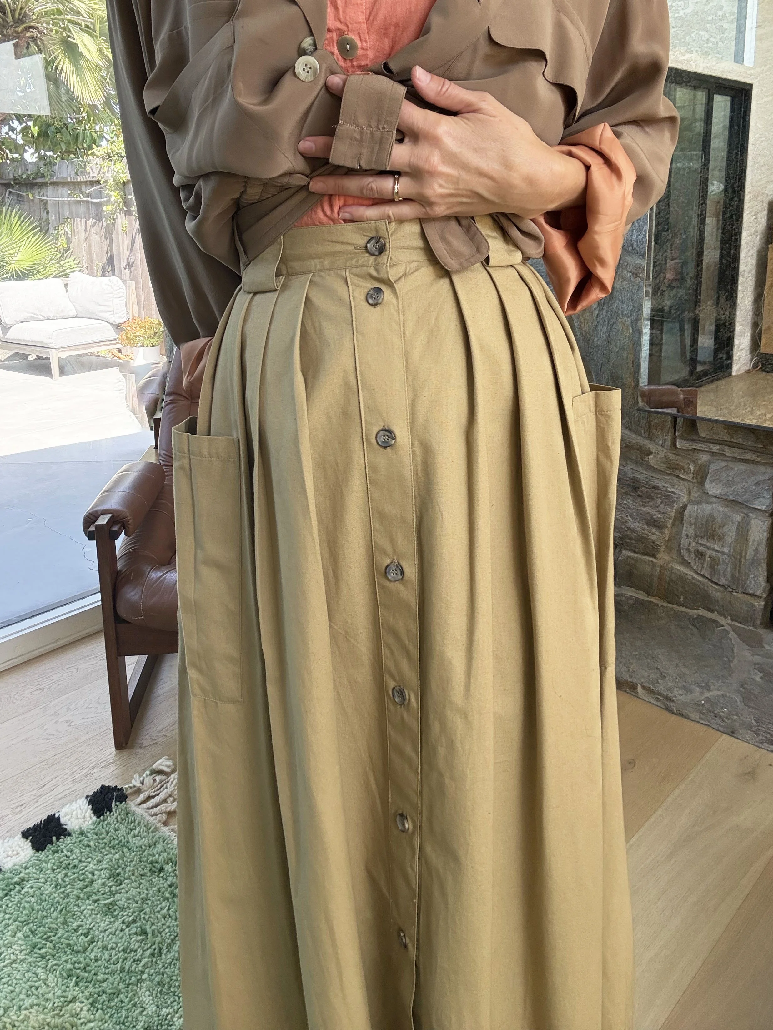 khaki cotton skirt modeled4.jpg