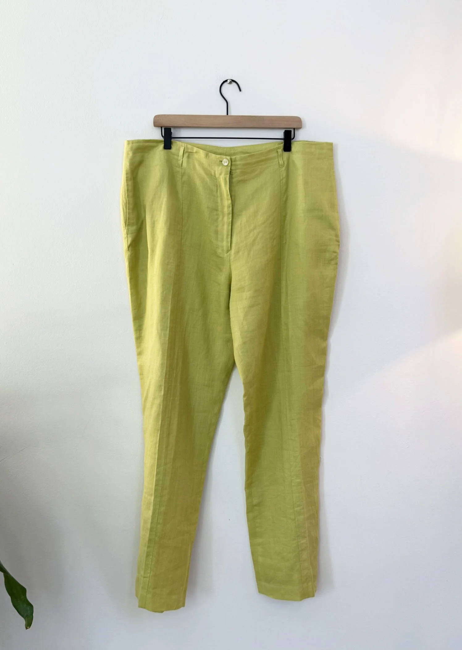 1990s Chartreuse Linen Pants