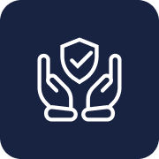 Icon of two hands holding a shield with a checkmark inside