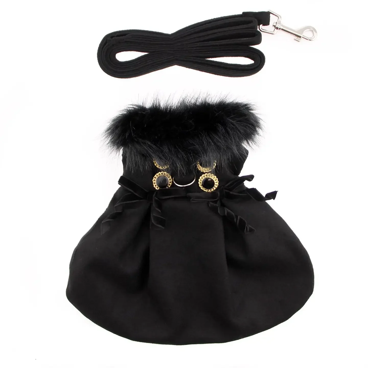 Black Wool Pea Coat with matching leash