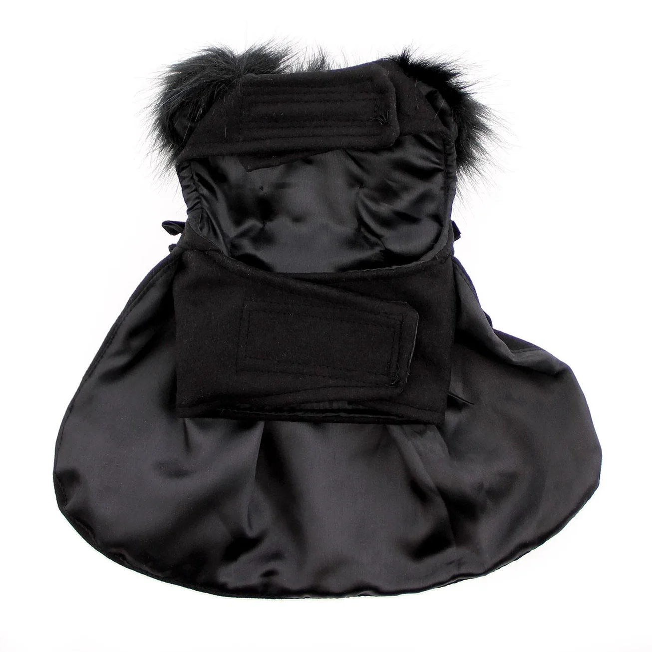 Wool Fur Trimmed Dog Harness Coat-Black 2.webp