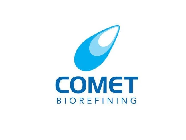Comet Biorefining logo with a stylized blue comet and the company name below.
