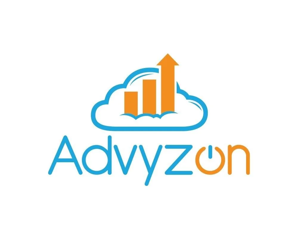 Logo with a cloud and bar graph with an upward arrow, and the text 'Adyzon' underneath.