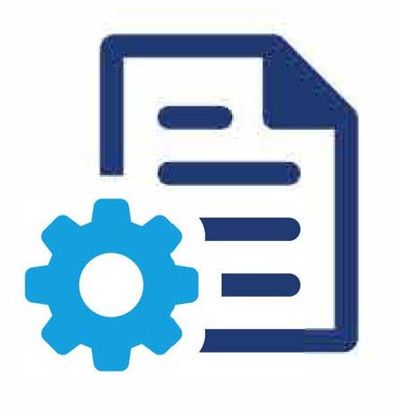 Icon of a document with a gear symbol, representing document settings or configuration.