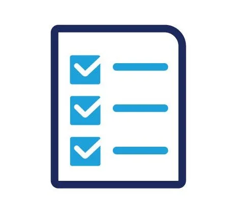 Checklist with three blue checkmarks and empty lines next to each item