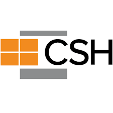 Logo with orange and gray squares and the letters 